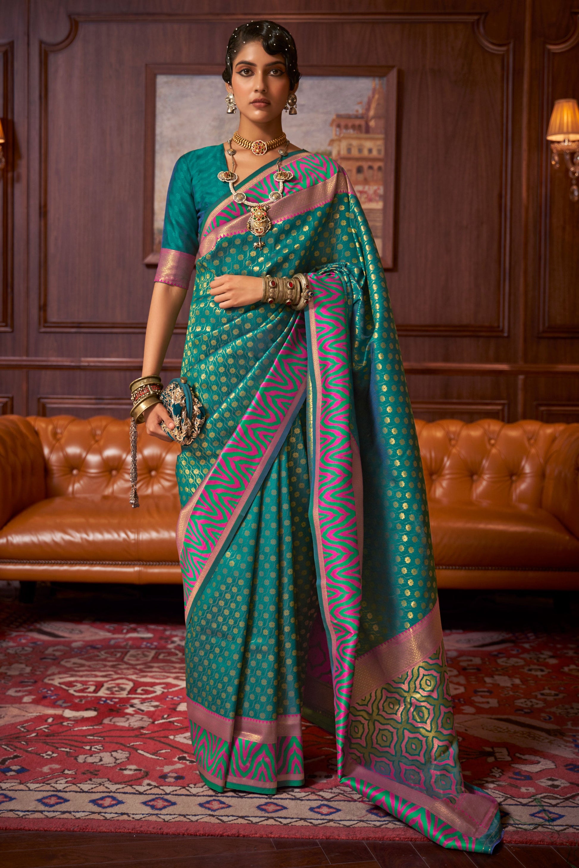 blue-green-woven-silk-saree-zb131886_1_SareeButa.com