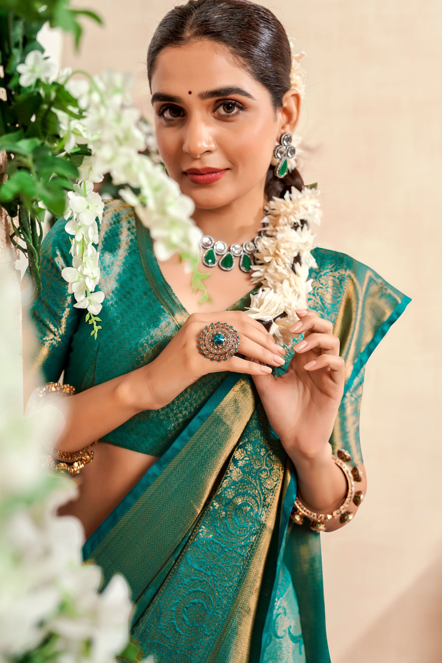 Blue Green Zari Work Silk Saree-ZB133062_2_SareeButa.com