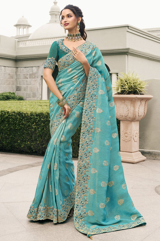 Blue Heavy Work Pure Tissue Silk Saree-ZB133298_1_SareeButa.com