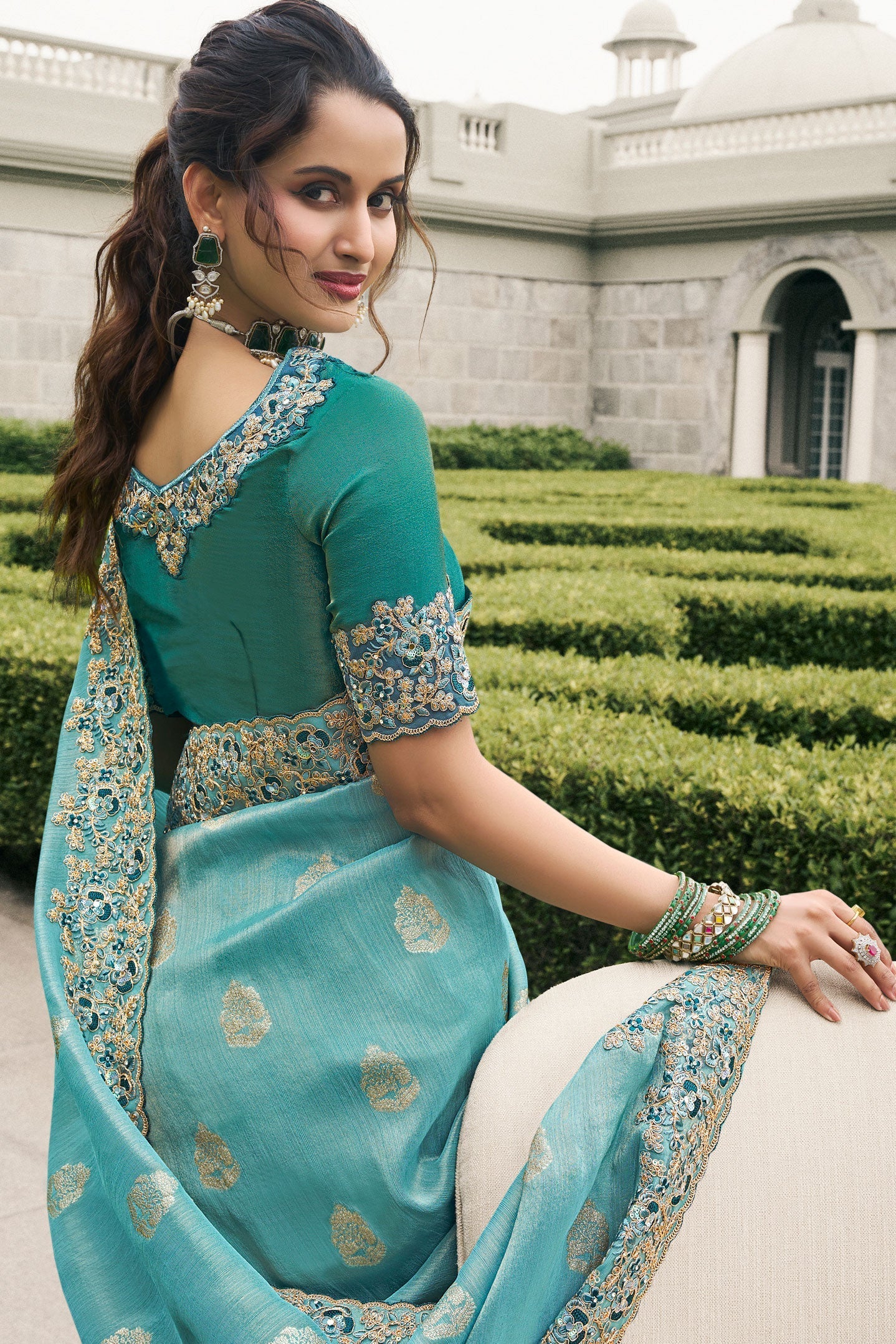 Blue Heavy Work Pure Tissue Silk Saree-ZB133298_3_SareeButa.com