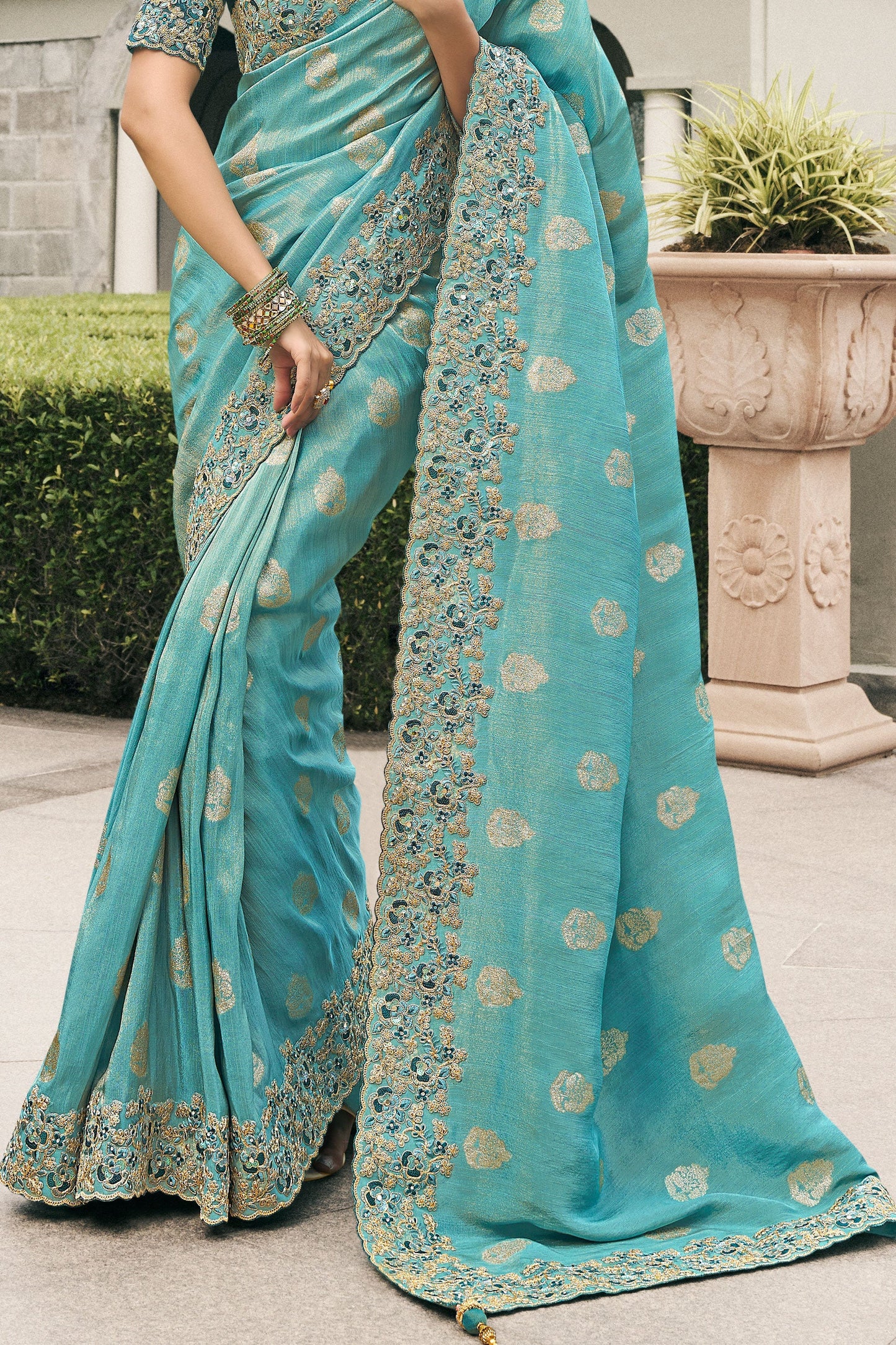 Blue Heavy Work Pure Tissue Silk Saree-ZB133298_4_SareeButa.com