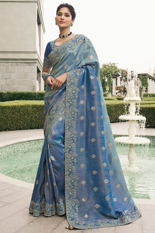 Blue Heavy Work Pure Tissue Silk Saree-ZB133303_1_SareeButa.com