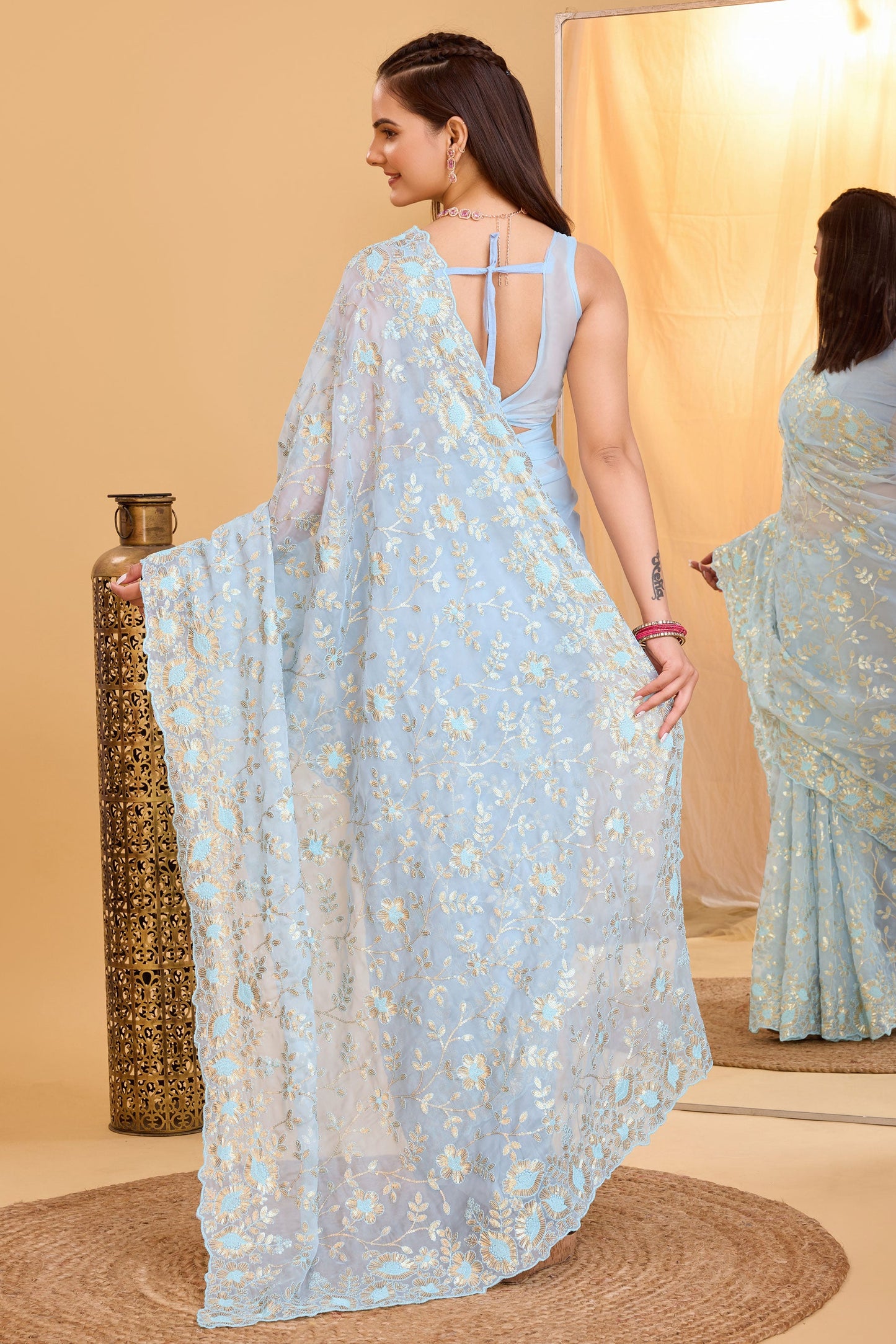 Blue Organza Saree-ZB130560_3