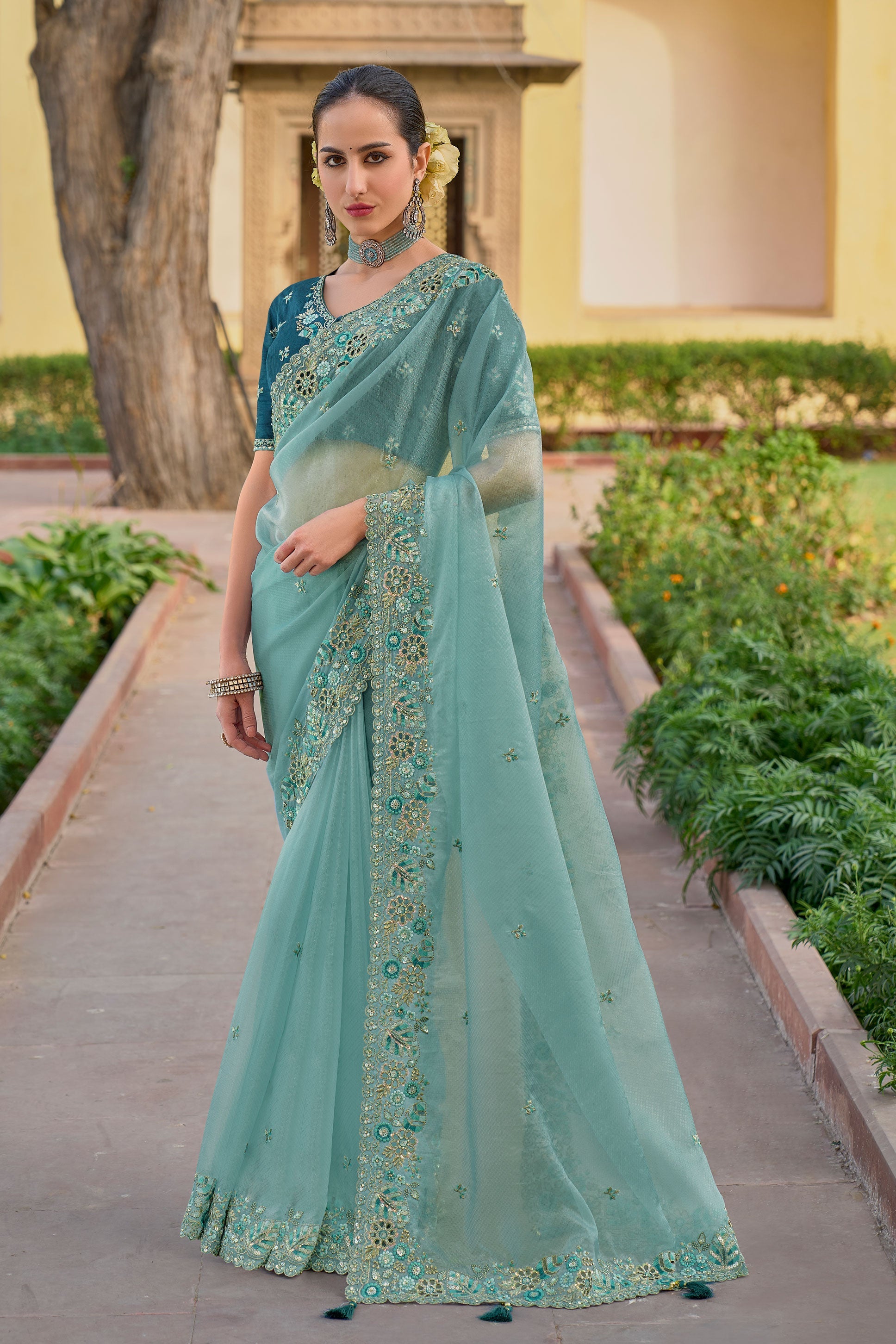 Blue Organza Silk Saree-ZB130791_1