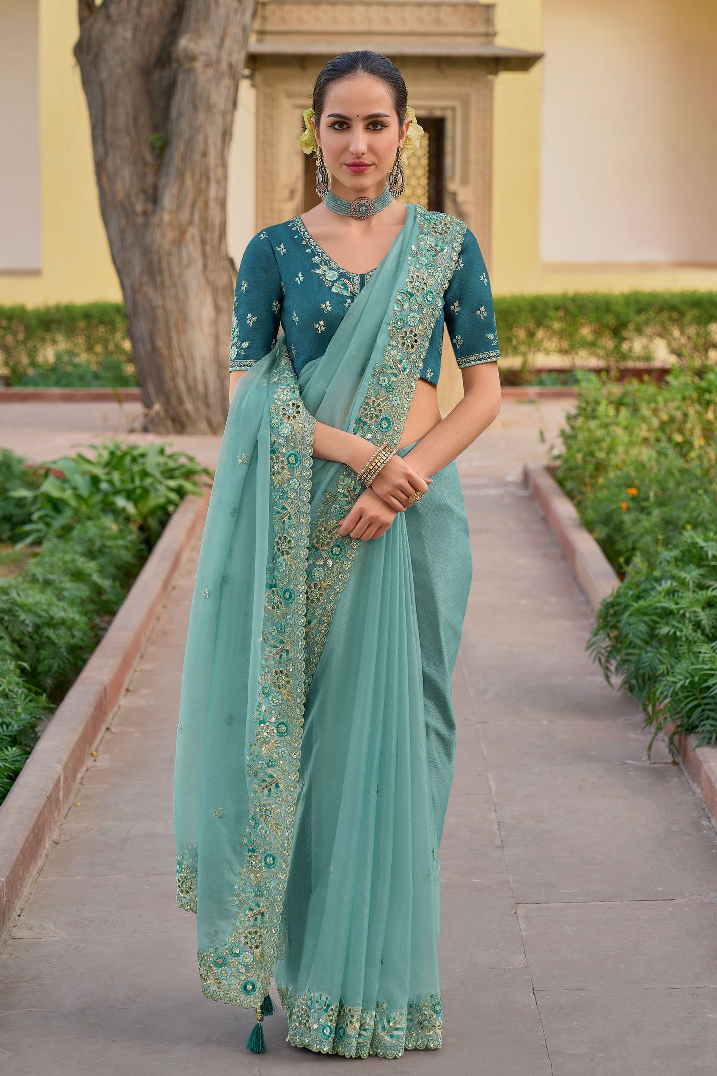 Blue Organza Silk Saree-ZB130791_4