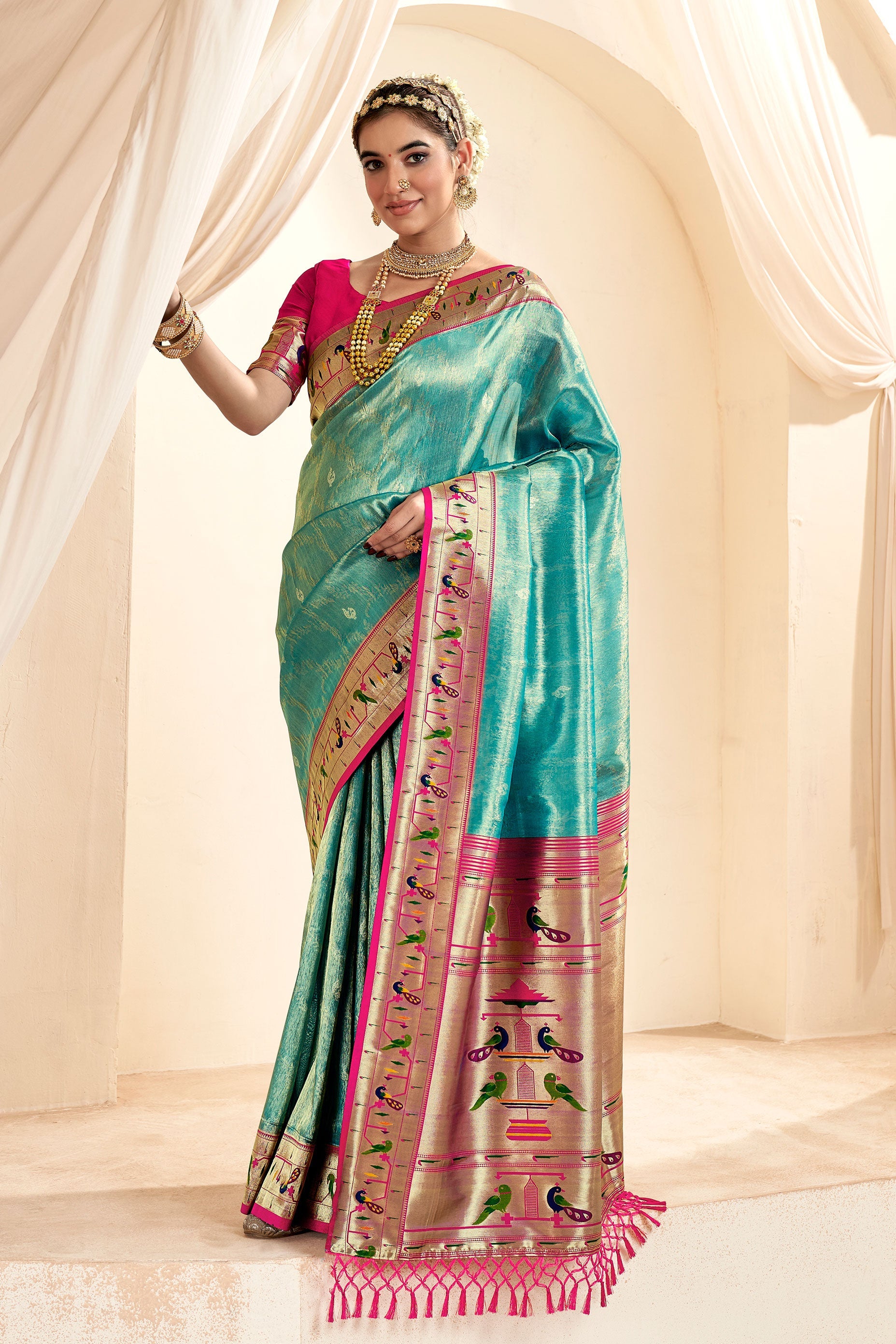 Blue Paithani Tissue Silk Saree-ZB130700_1