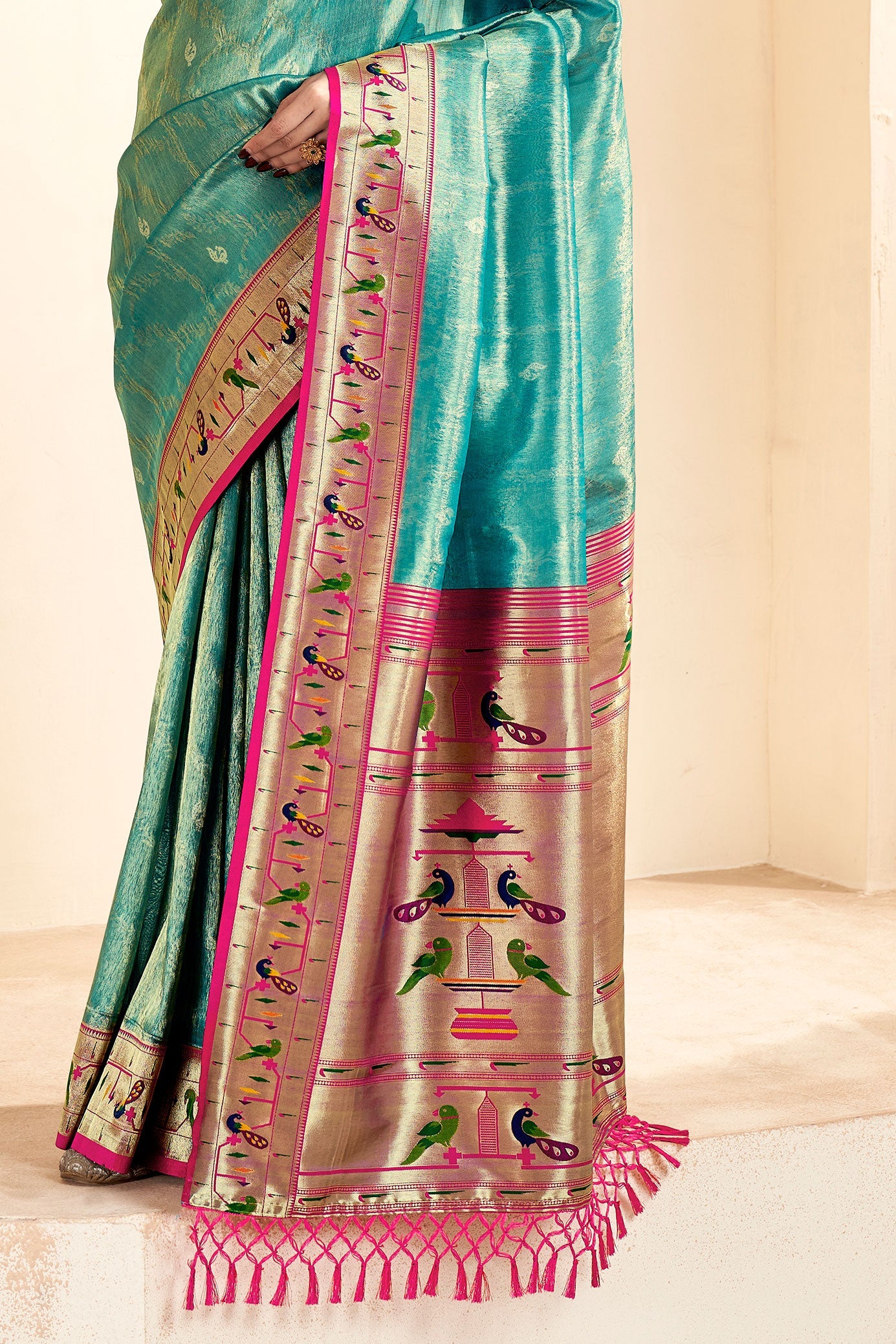 Blue Paithani Tissue Silk Saree-ZB130700_3