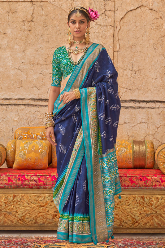 Blue Patola Saree With Stud Work-ZB133437_1_SareeButa.com