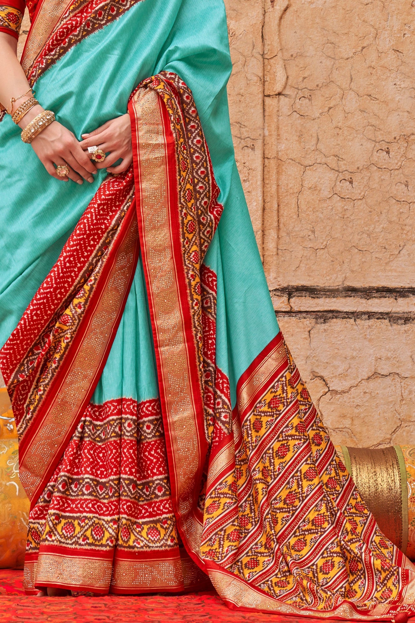 Blue Patola Saree With Stud Work-ZB133438_3_SareeButa.com