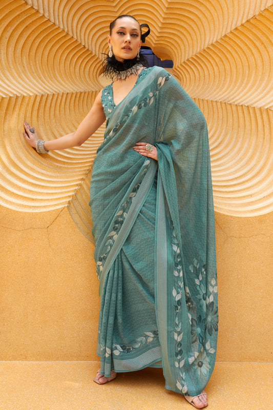 Blue Printed Georgette Saree-ZB133182_1_SareeButa.com