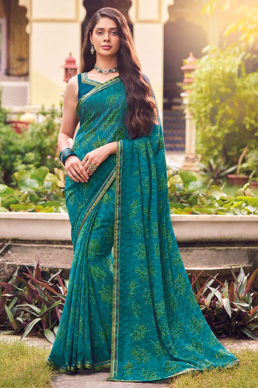 Blue Printed Georgette Saree-ZB133257_1_SareeButa.com