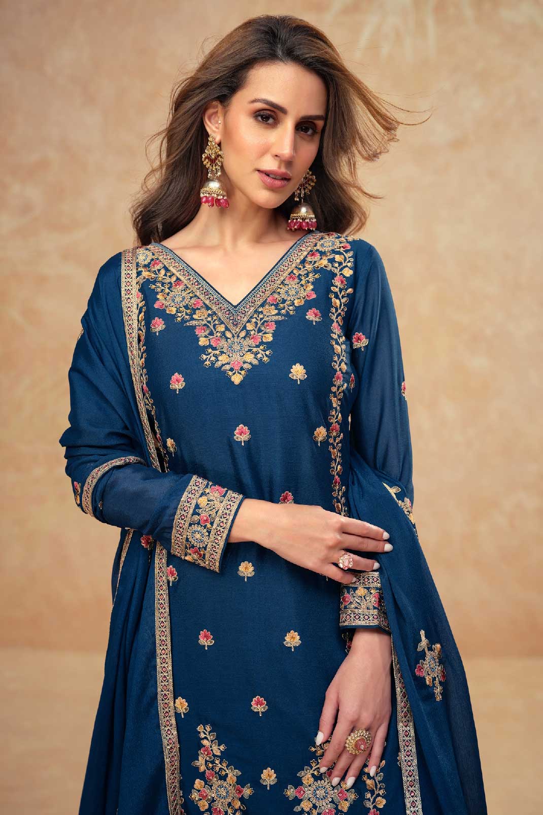 Blue Readymade Chinon Silk Suit-SS322_2_SareeButa.com