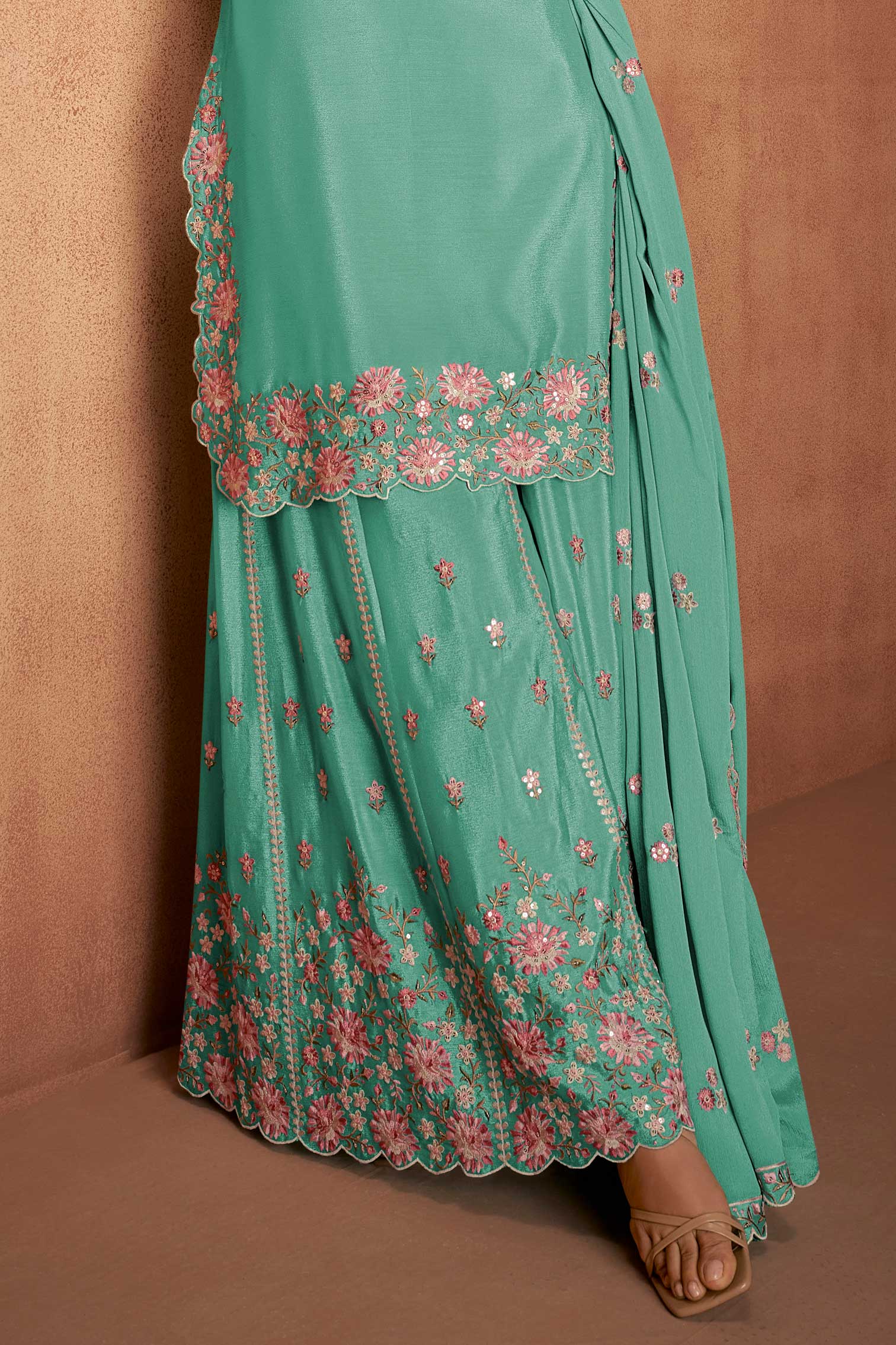 Blue Readymade Embroidered Chinon Suit-SS519_3_SareeButa.com