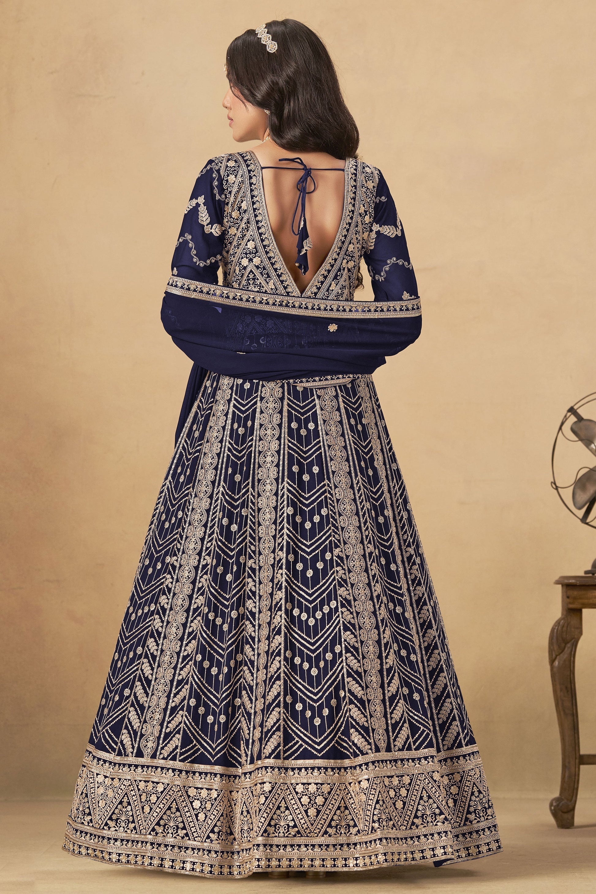 Blue Readymade Georgette Gown with Dupatta-SS534_2_SareeButa.com