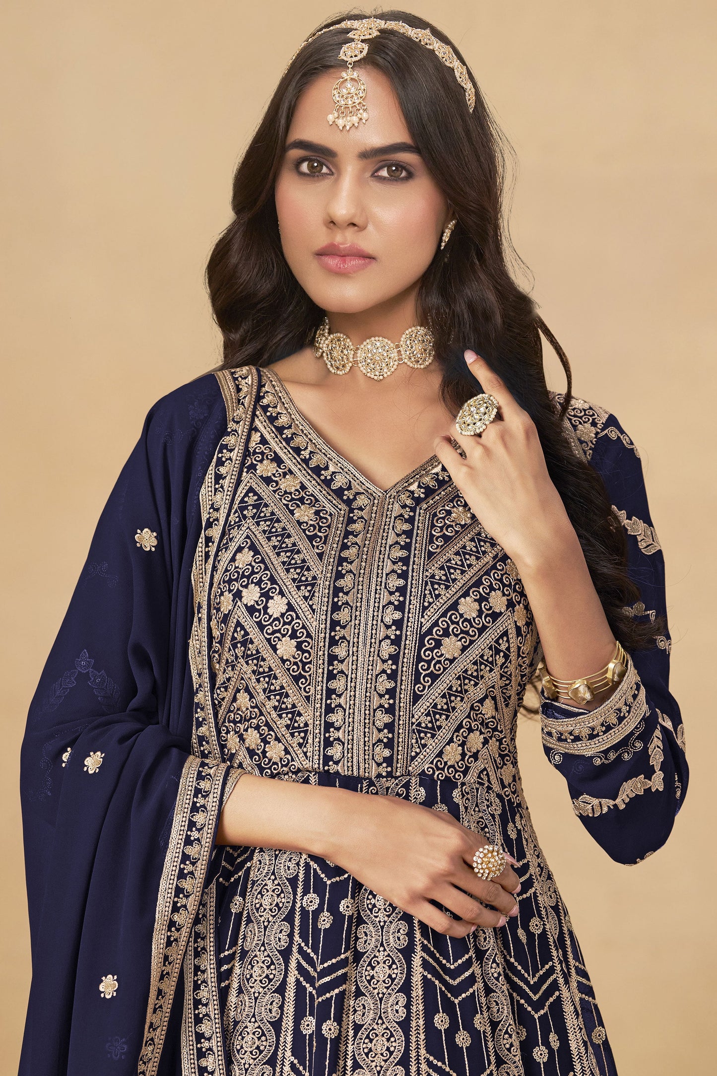 Blue Readymade Georgette Gown with Dupatta-SS534_3_SareeButa.com