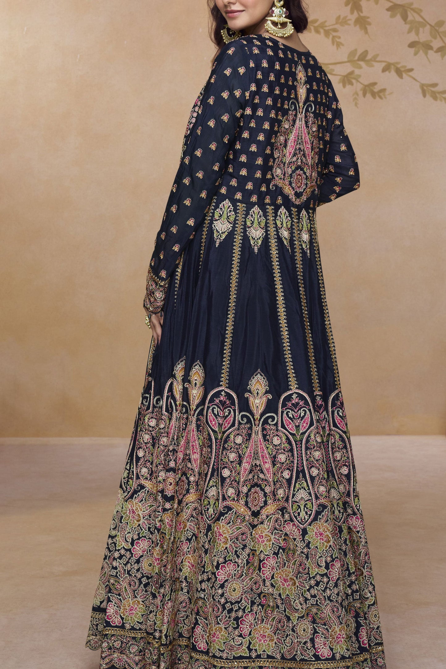 Blue Readymade Georgette Skirt Set with Jacket-SS831_3_SareeButa.com