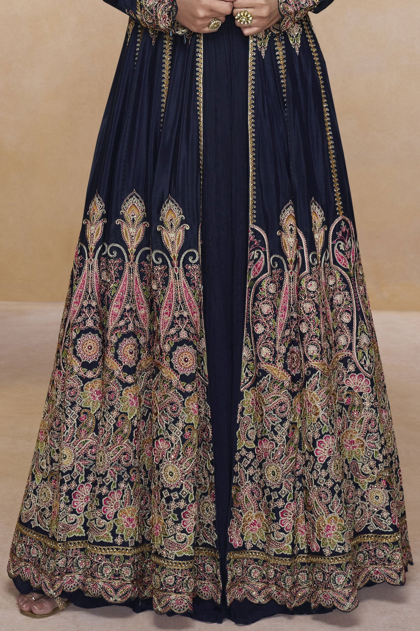 Blue Readymade Georgette Skirt Set with Jacket-SS831_4_SareeButa.com