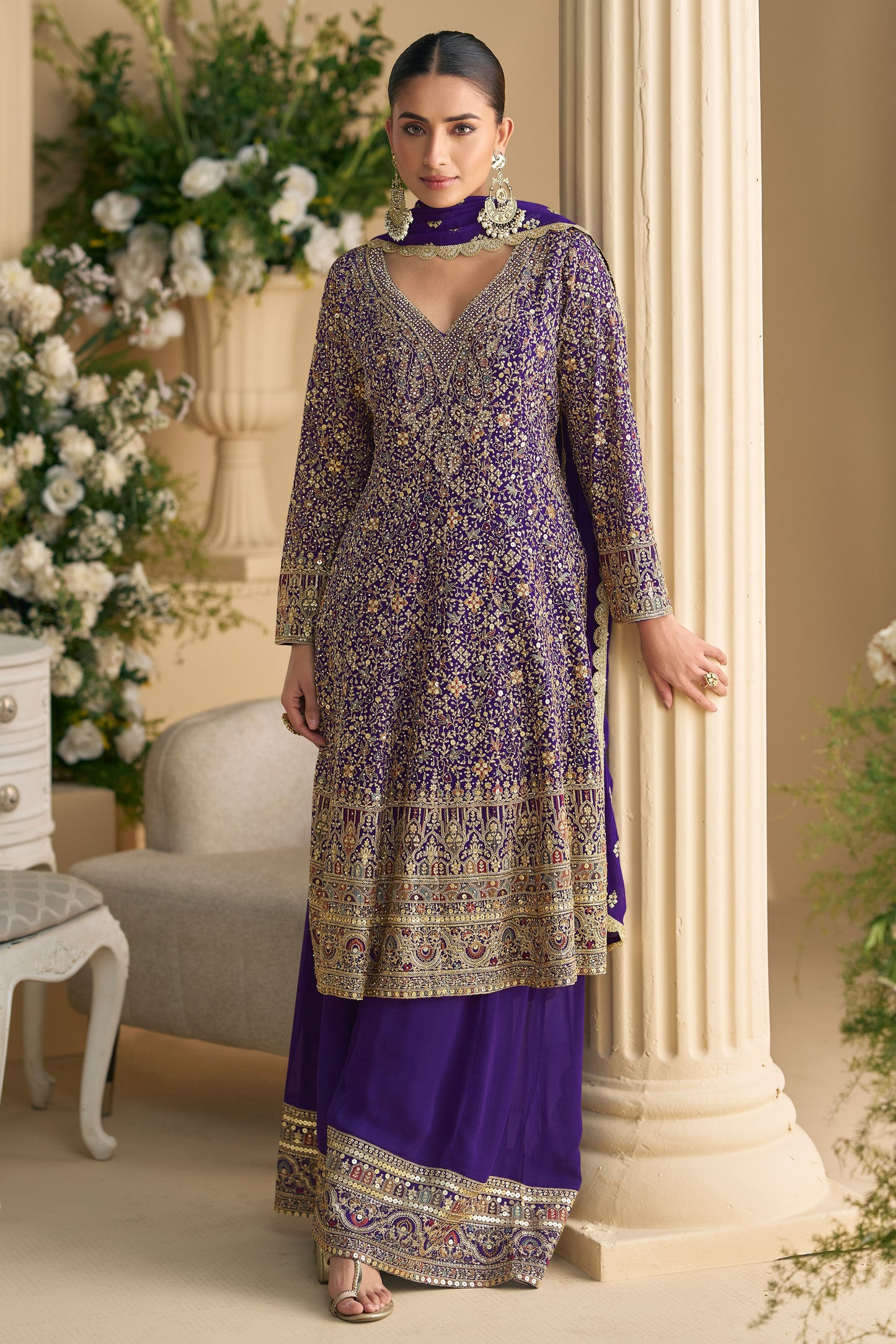 Blue Readymade Heavy Work Georgette Suit-SS267_1_SareeButa.com