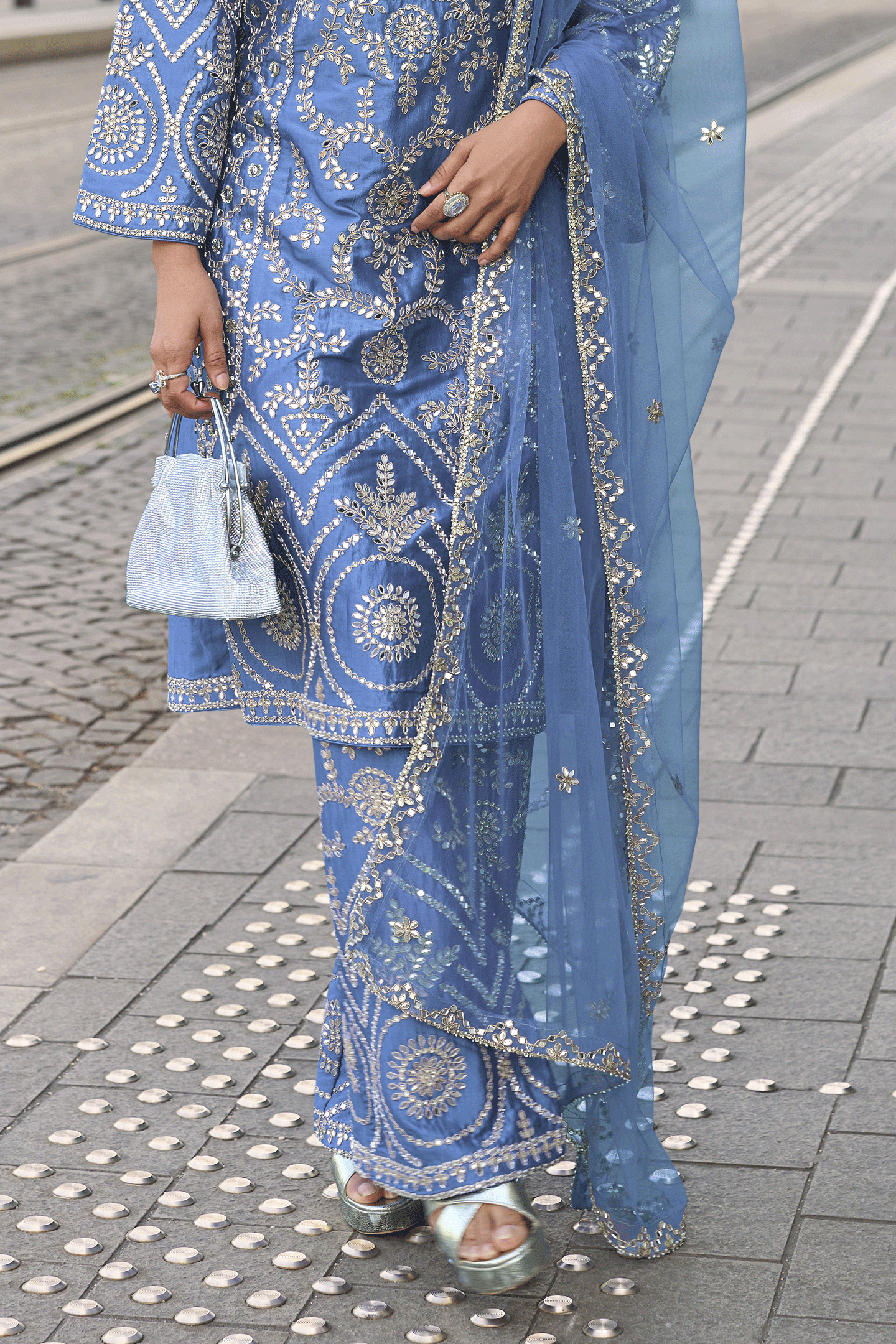 Grey Readymade Simar Silk Palazzo Suit-SS627_4_SareeButa.com