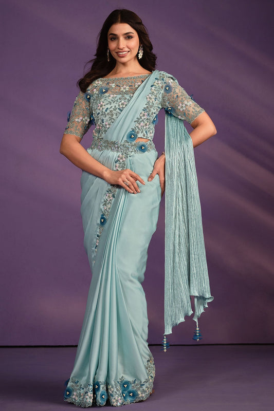 blue-satin-crepe-silk-readymade-saree-zb130232_1_SareeButa.com