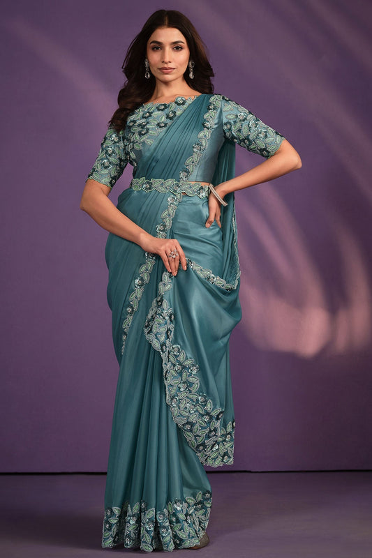 blue-satin-crepe-silk-readymade-saree-zb130237_1_SareeButa.com