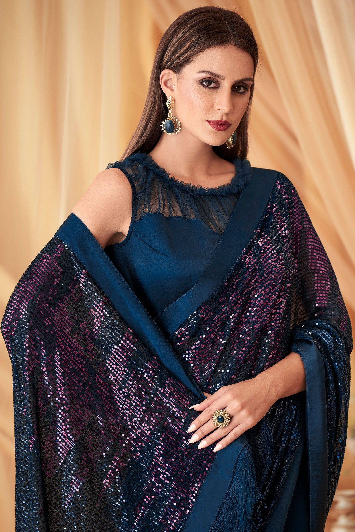 blue-sequined-georgette-silk-saree-zb131070_2_SareeButa.com