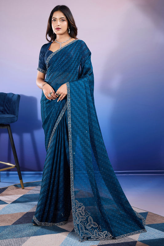 Blue Stone Work Chiffon Saree-ZB133339_1_SareeButa.com