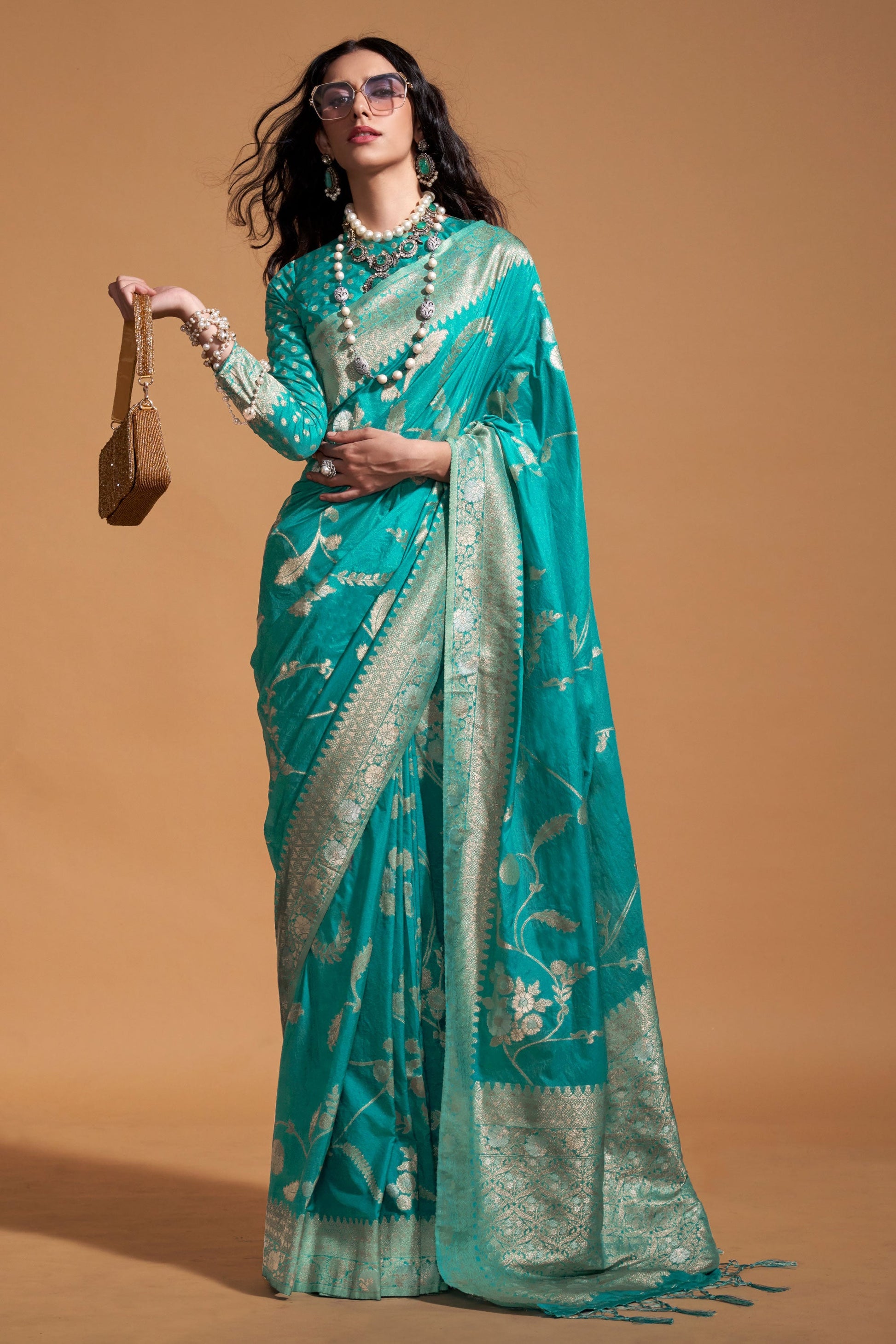 Blue Woven Georgette Saree-ZB133026_1_SareeButa.com