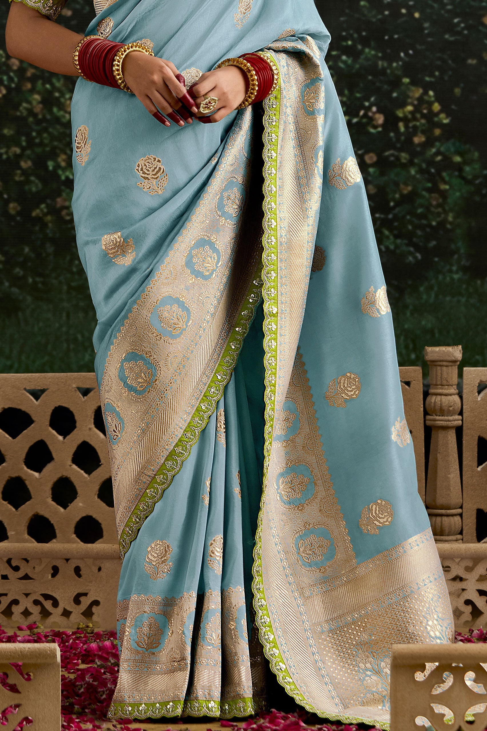 Blue Woven Organza Silk Saree-ZB133217_3_SareeButa.com