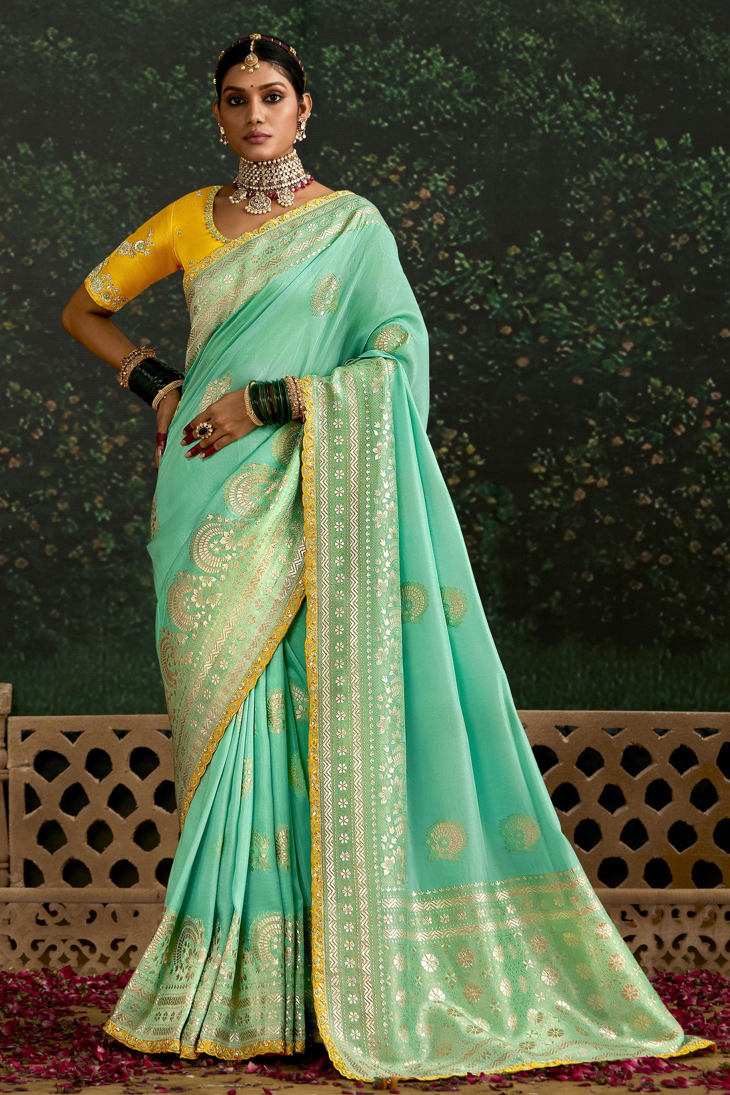 Blue Woven Organza Silk Saree-ZB133221_1_SareeButa.com