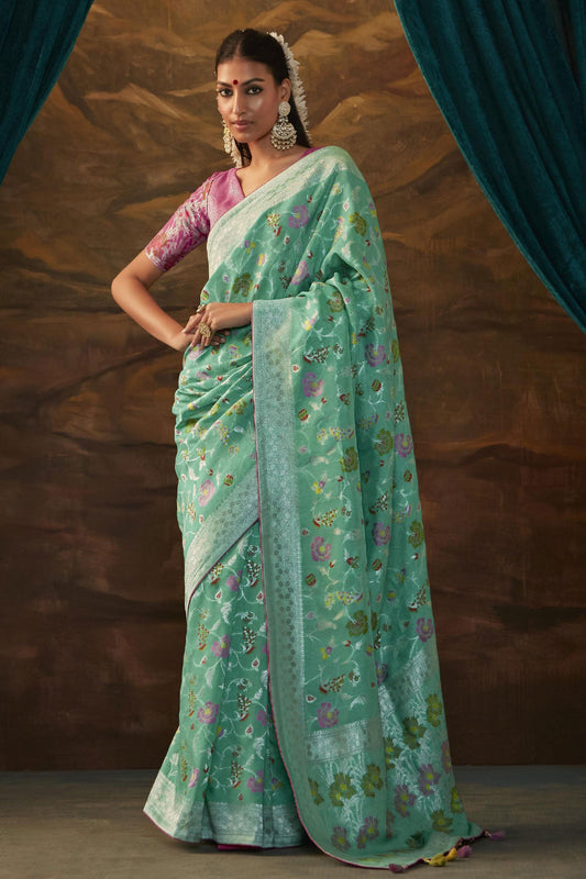 Blue Woven Paithani Silk Saree-ZB131433_1