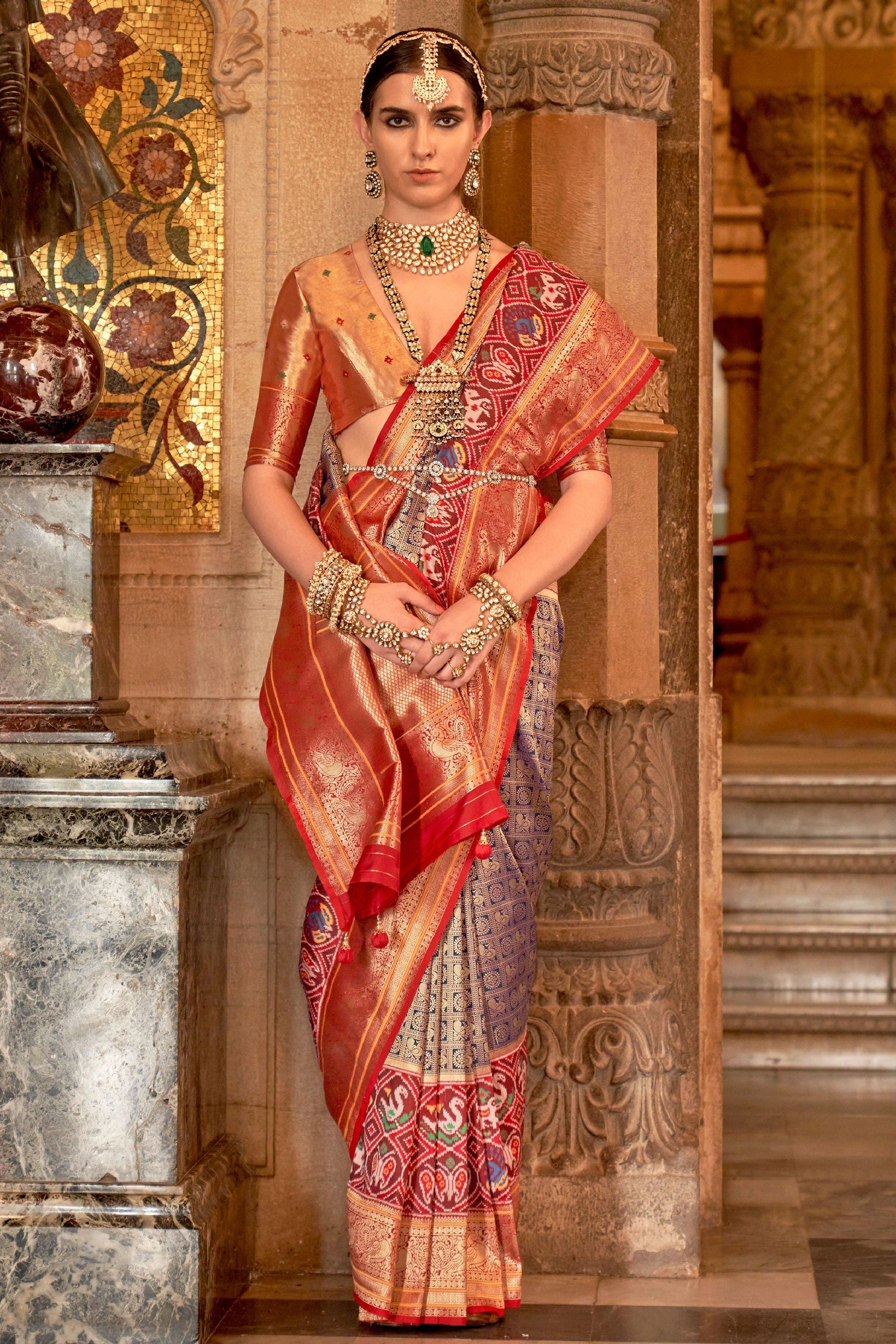 Blue Woven Patola Silk Saree-ZB130846_1