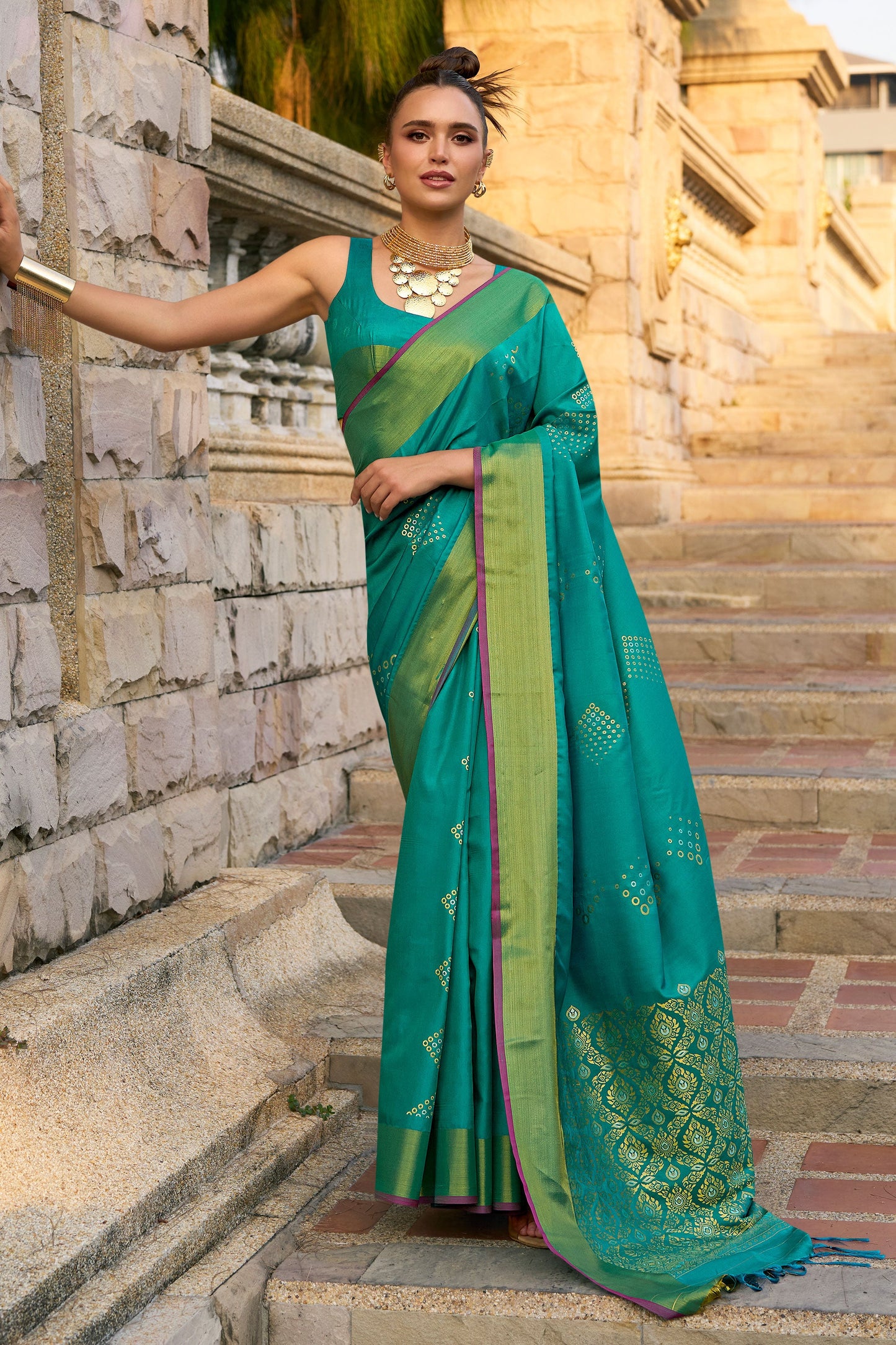 Blue Woven Silk Saree-ZB131746_1