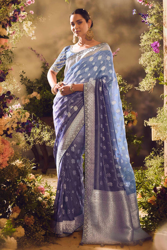 Blue Woven Zari Work Silk Saree-ZB133272_1_SareeButa.com