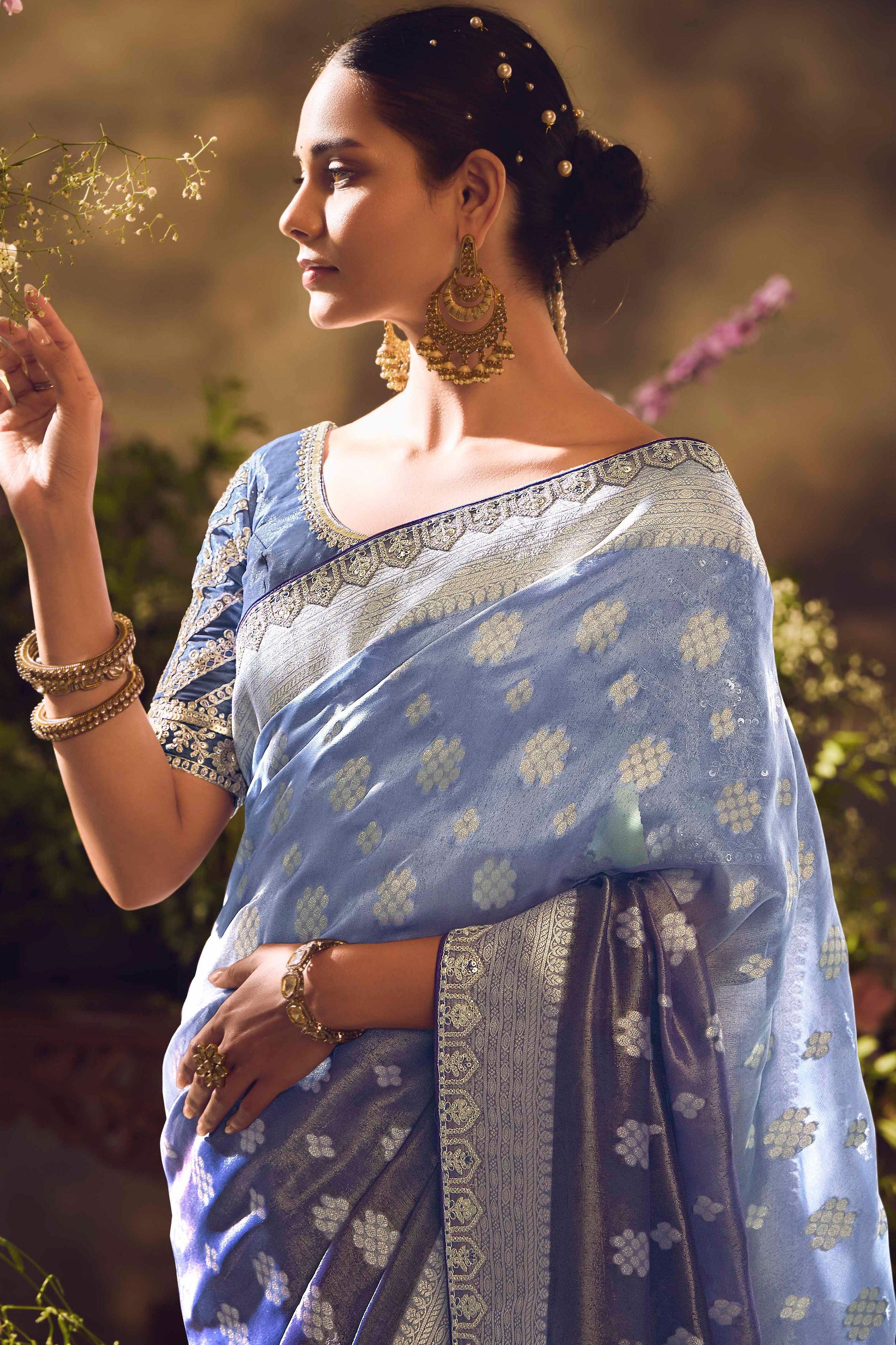 Blue Woven Zari Work Silk Saree-ZB133272_2_SareeButa.com