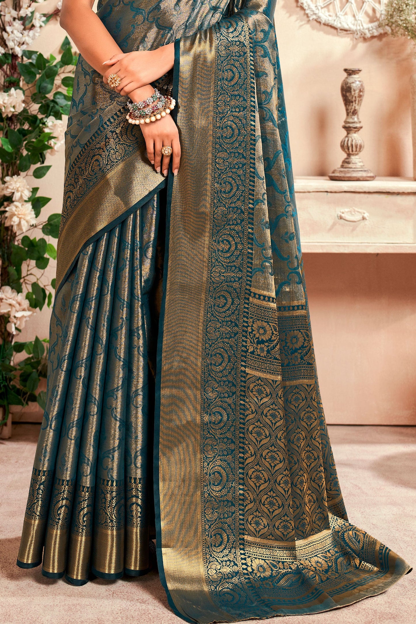 Blue Zari Work Silk Saree-ZB133063_3_SareeButa.com