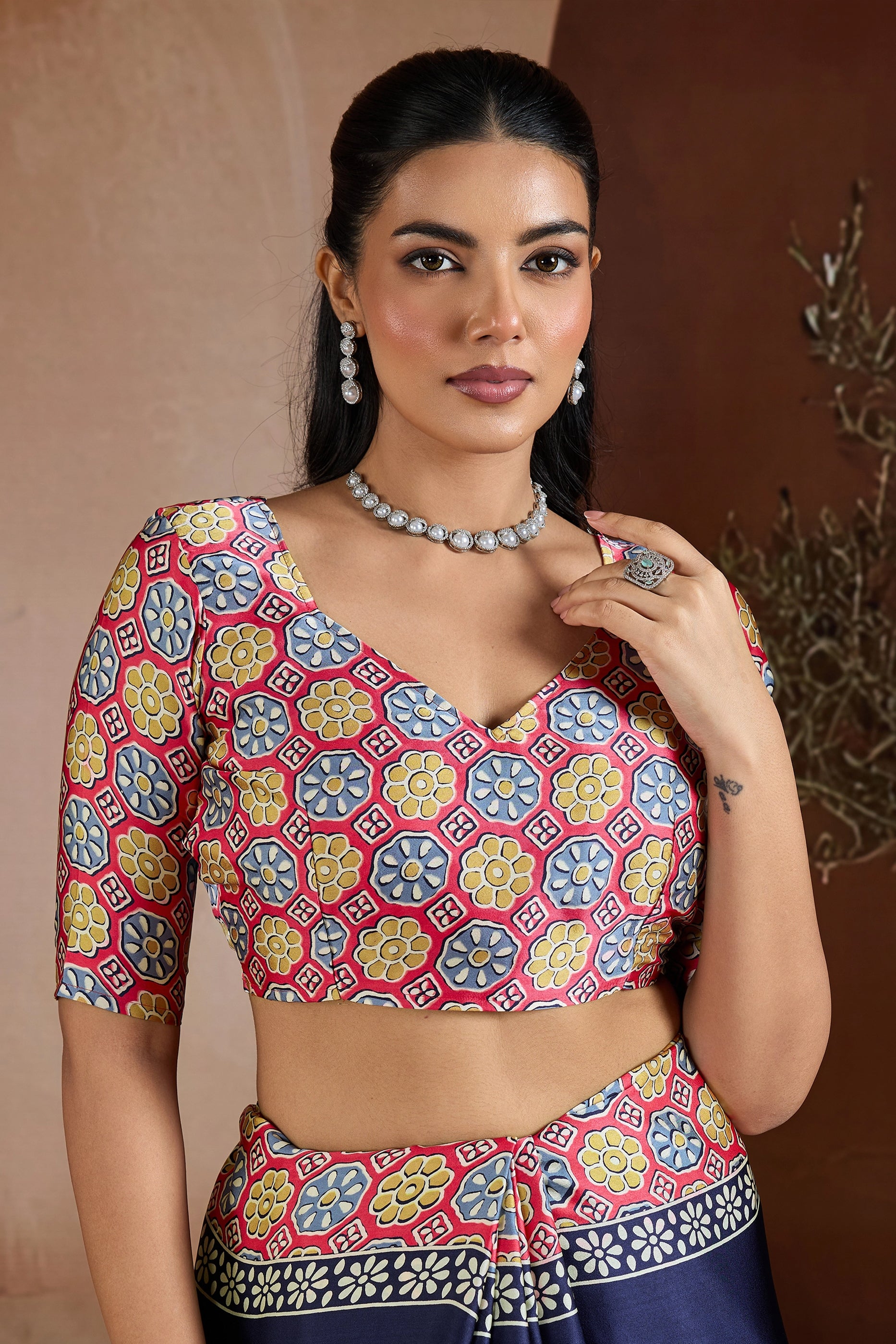 Blue Ajrakh Print Satin Saree-SAR11837_5_SareeButa.com
