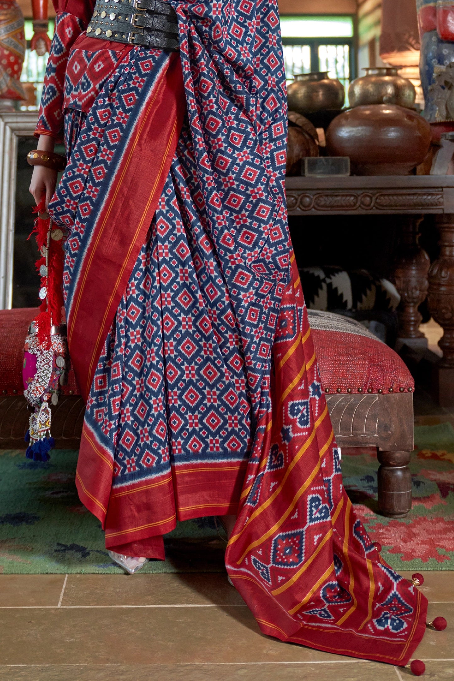 Blue And Red Printed Silk Saree-SAR11332_4_SareeButa.com