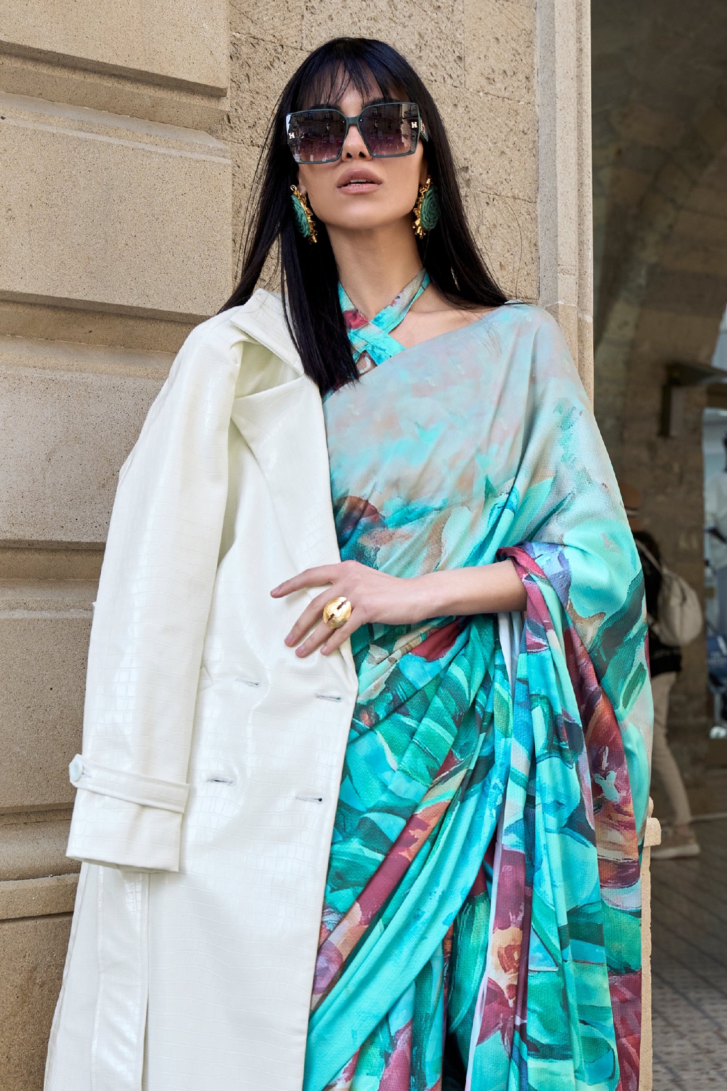 Blue Digital Print Satin Saree-SAR12391_3_SareeButa.com