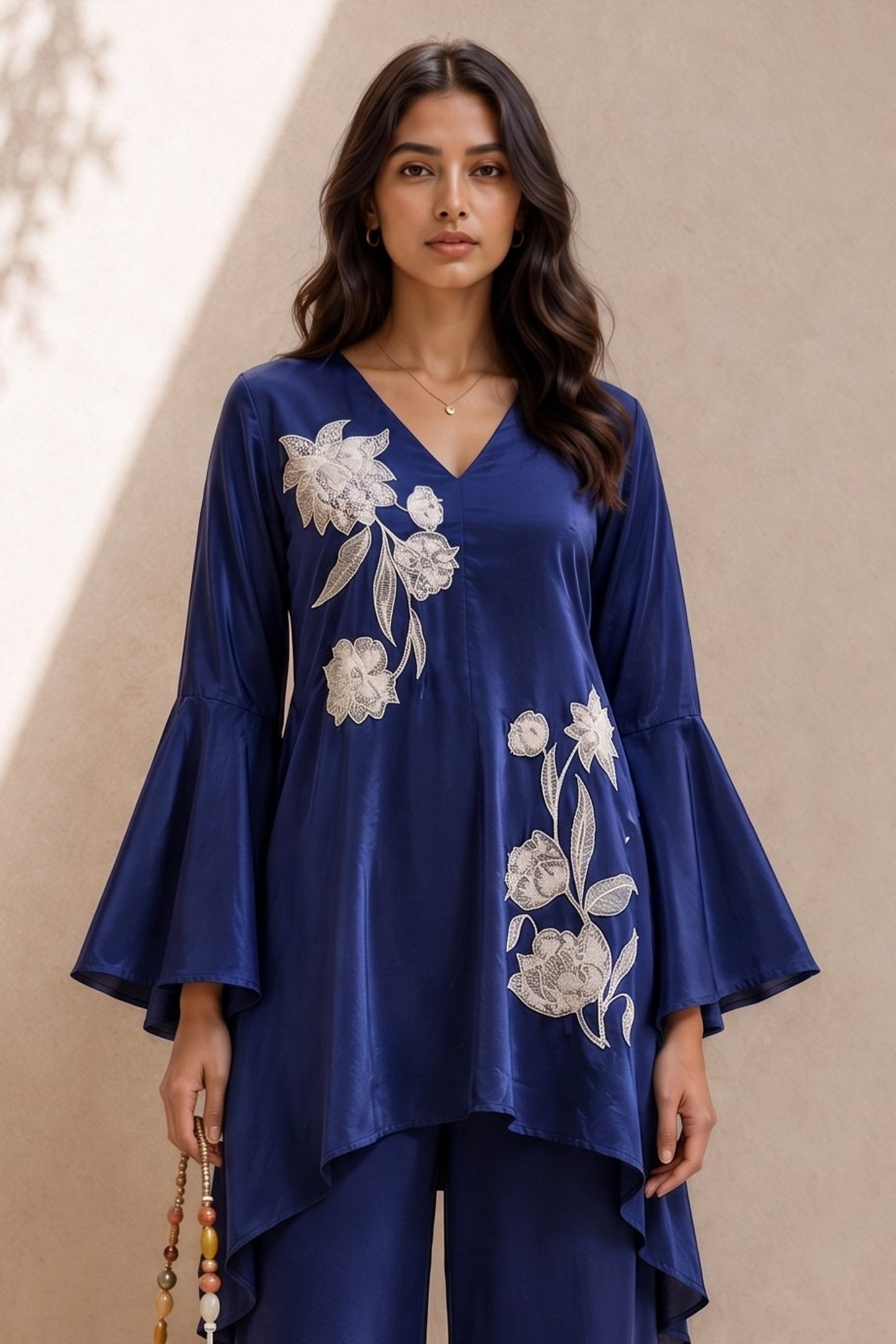 Blue Embroidered Crepe Co-Ord Set-SAR13124_5_SareeButa.com