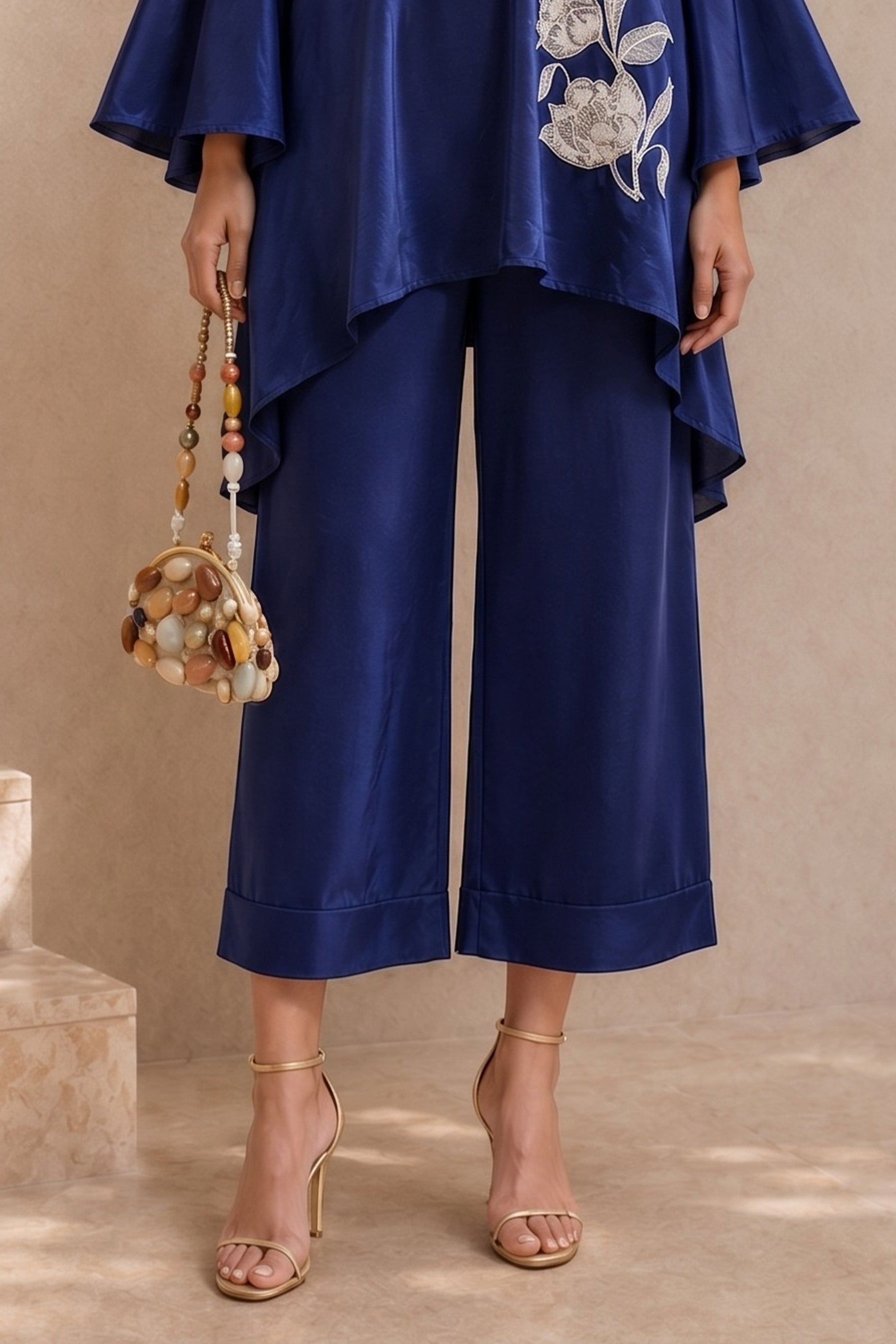 Blue Embroidered Crepe Co-Ord Set-SAR13124_6_SareeButa.com