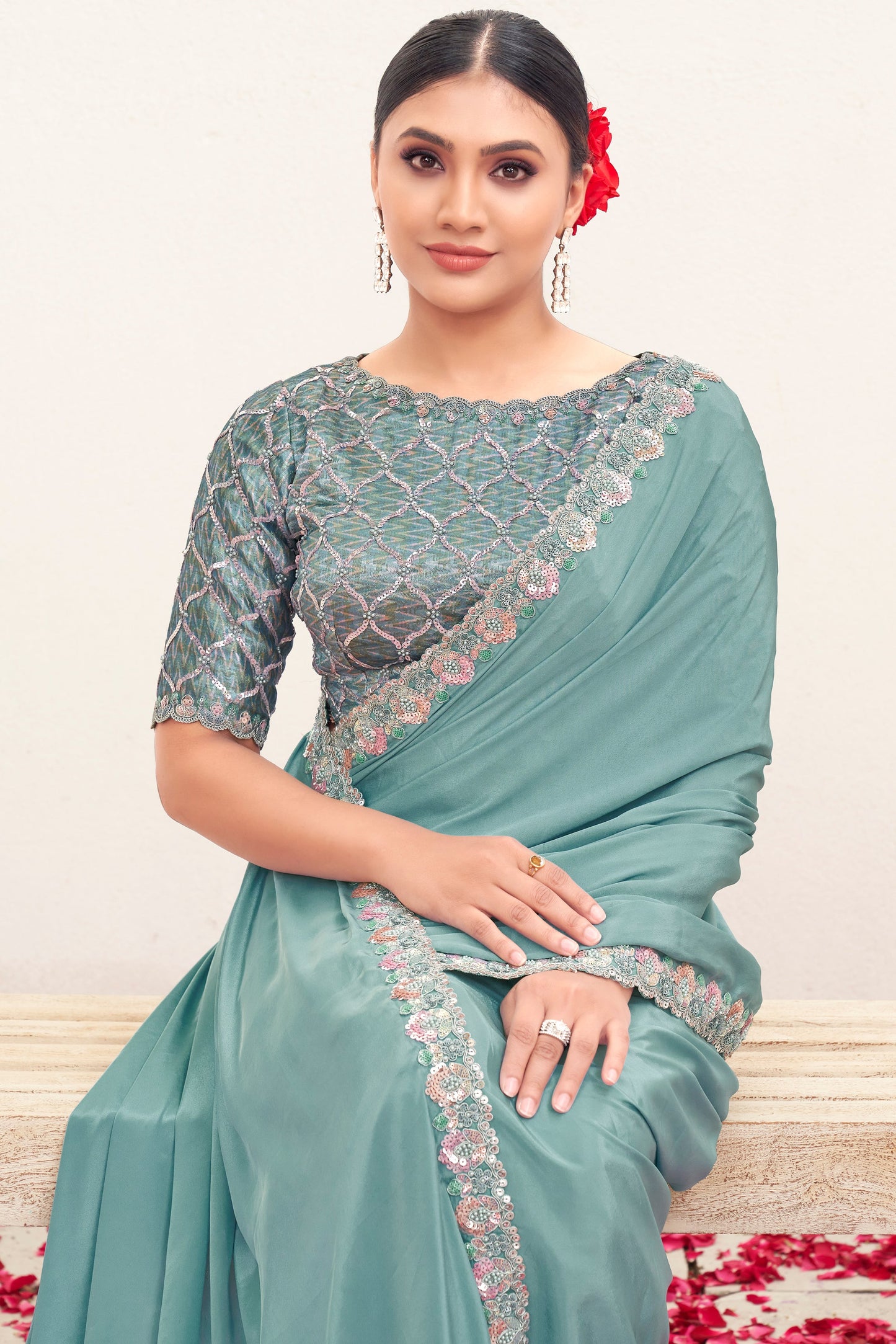 Blue Embroidered Crepe Silk Saree-ZB134576_3_SareeButa.com