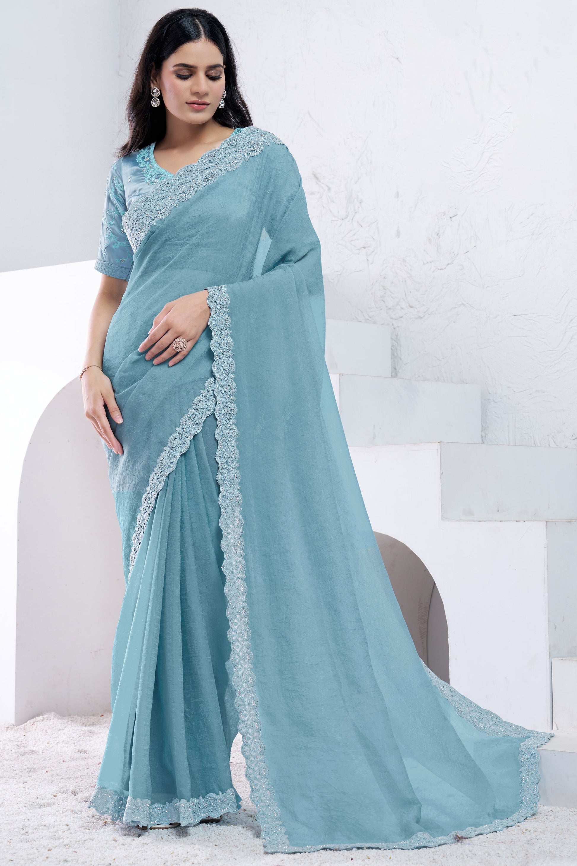 Blue Embroidered Crush Silk Saree-ZB133731_1_SareeButa.com