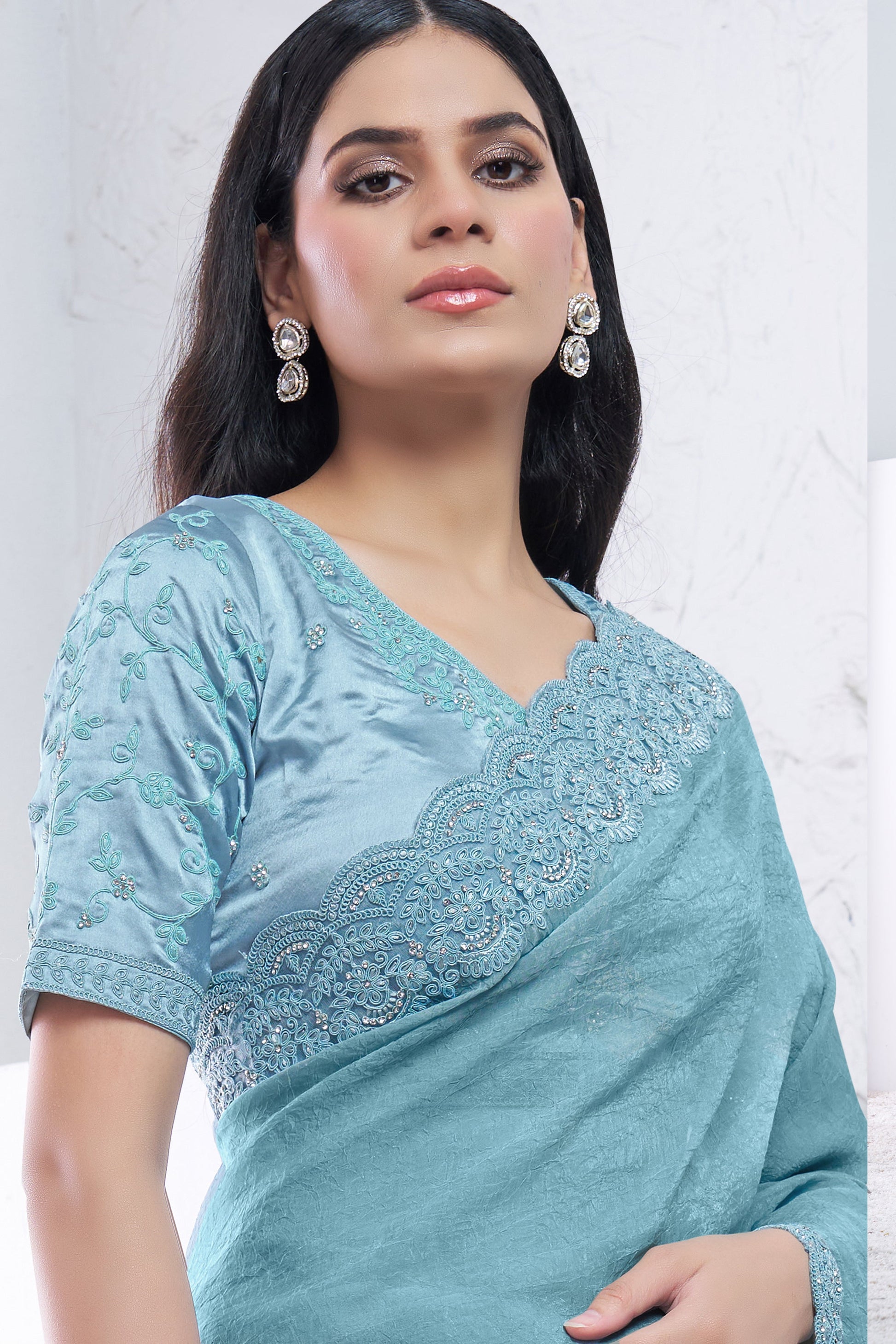 Blue Embroidered Crush Silk Saree-ZB133731_2_SareeButa.com