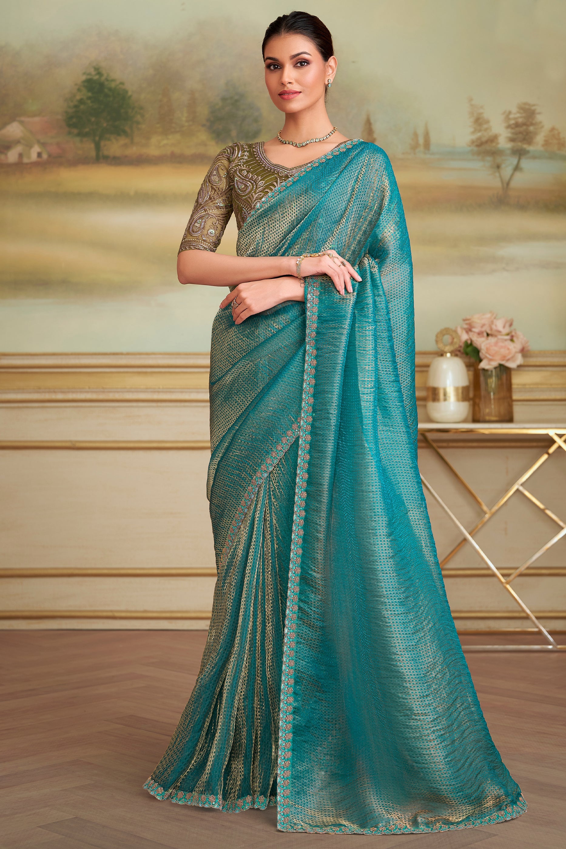 Blue Embroidered Georgette Saree-SAR10842_1_SareeButa.com