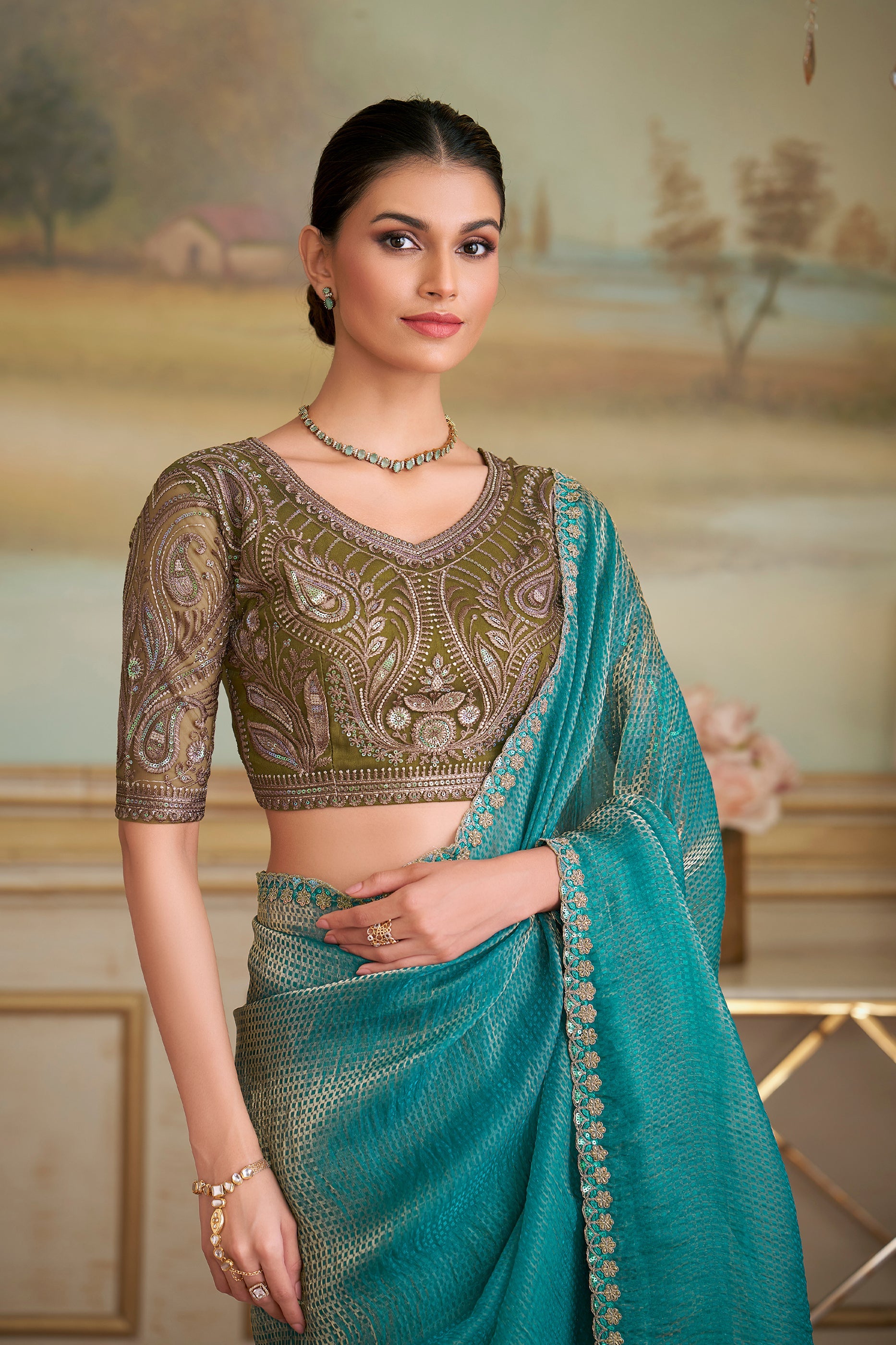 Blue Embroidered Georgette Saree-SAR10842_2_SareeButa.com