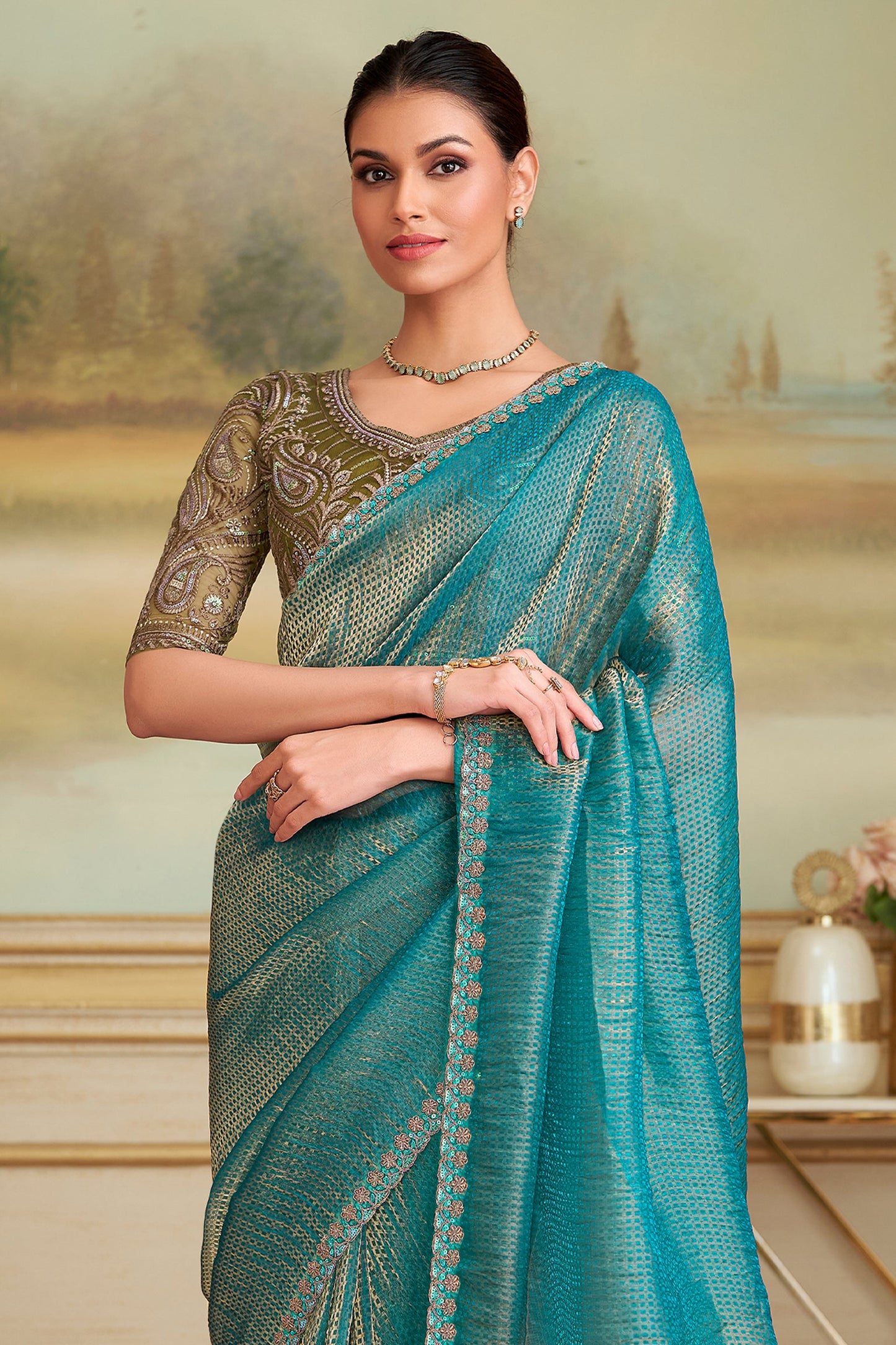 Blue Embroidered Georgette Saree-SAR10842_3_SareeButa.com