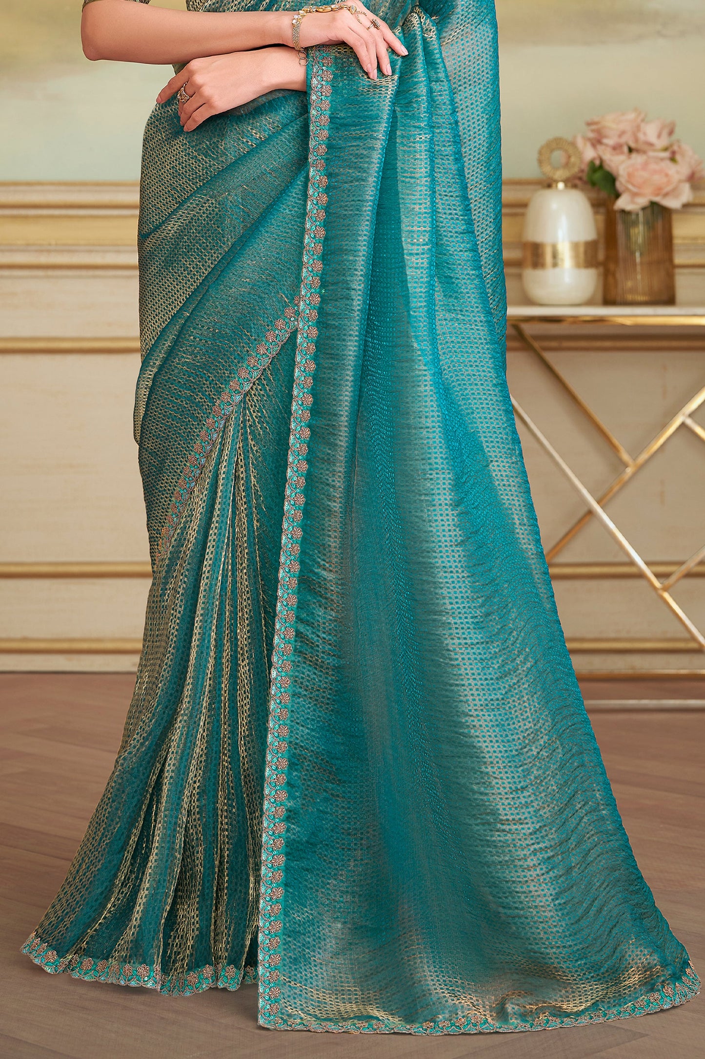 Blue Embroidered Georgette Saree-SAR10842_4_SareeButa.com
