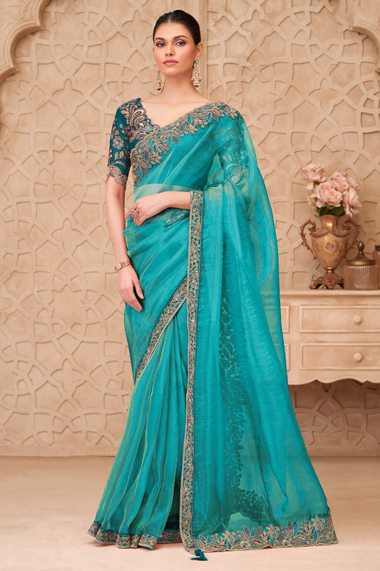 Blue Embroidered Georgette Silk Saree-SAR12478_1_SareeButa.com