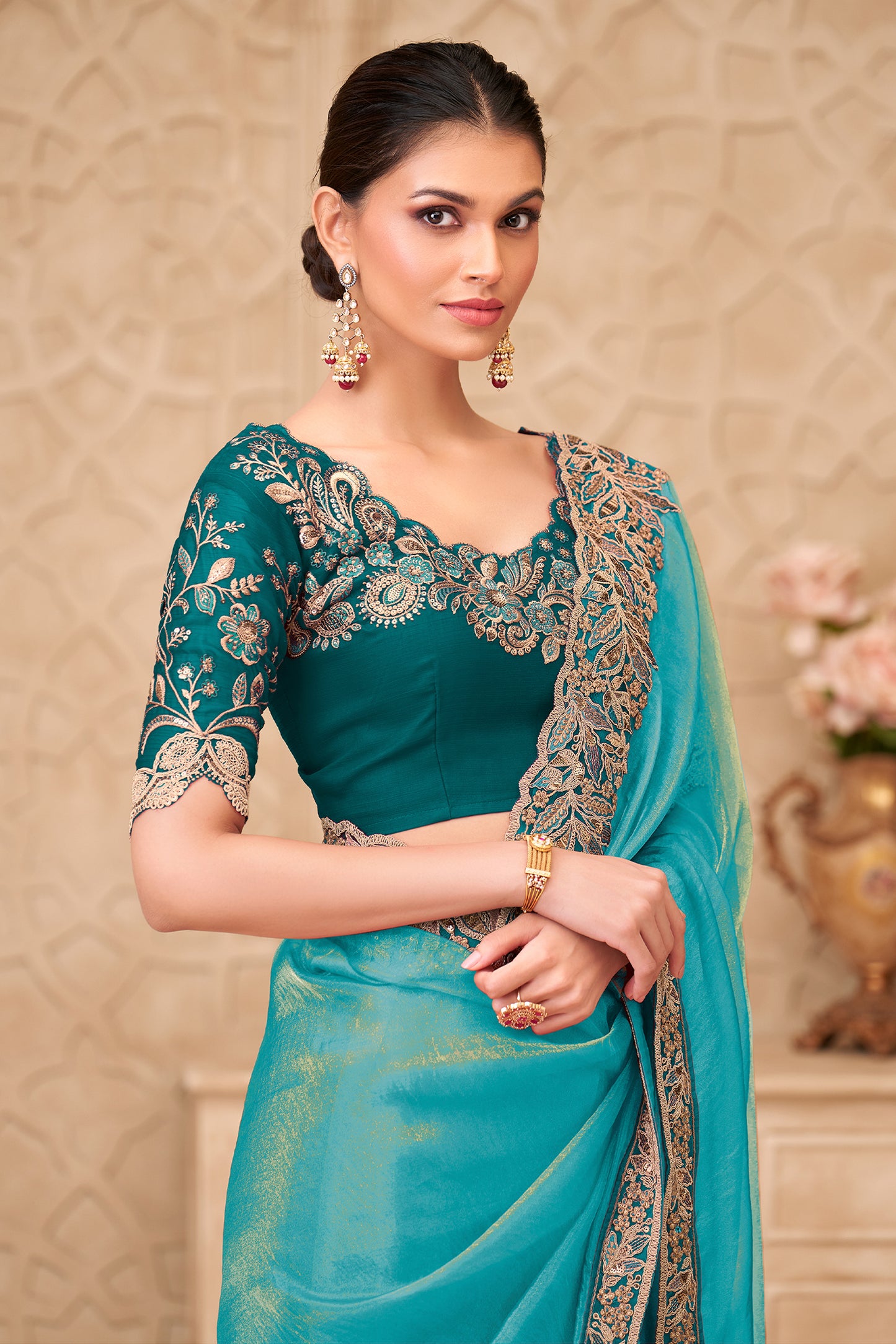 Blue Embroidered Georgette Silk Saree-SAR12478_2_SareeButa.com